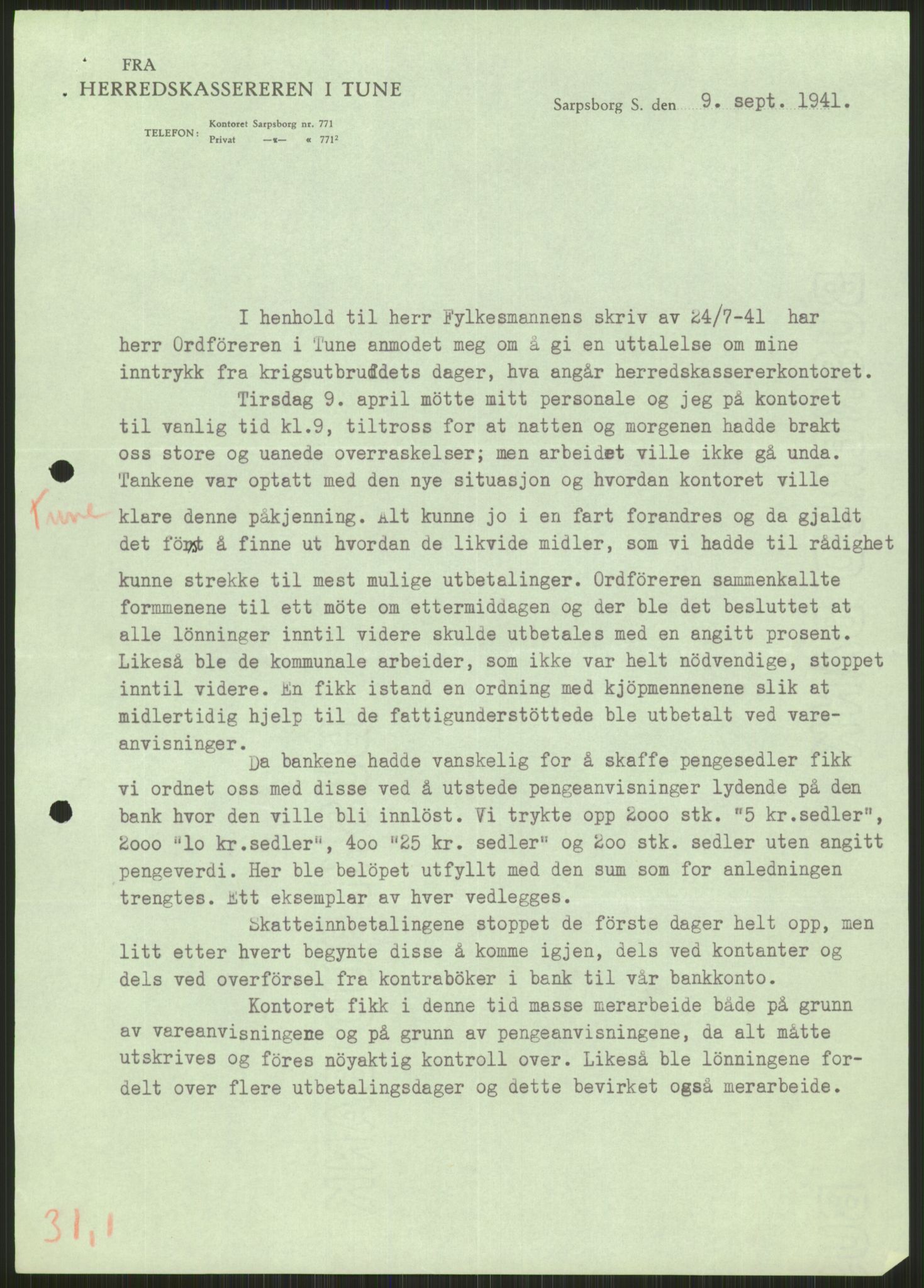 Forsvaret, Forsvarets krigshistoriske avdeling, RA/RAFA-2017/Y/Ya/L0013: II-C-11-31 - Fylkesmenn.  Rapporter om krigsbegivenhetene 1940., 1940, s. 192