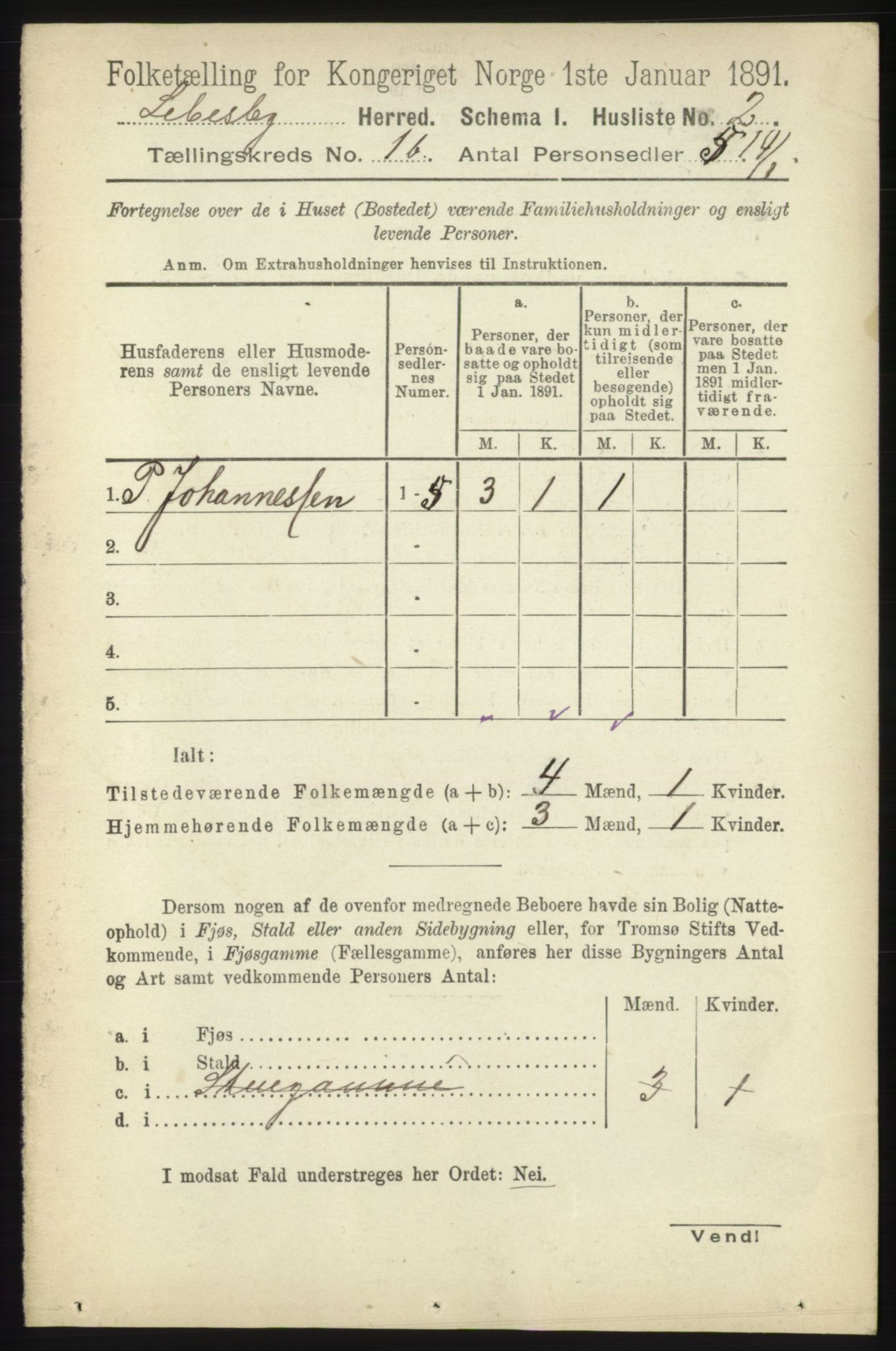 RA, Folketelling 1891 for 2022 Lebesby herred, 1891, s. 80