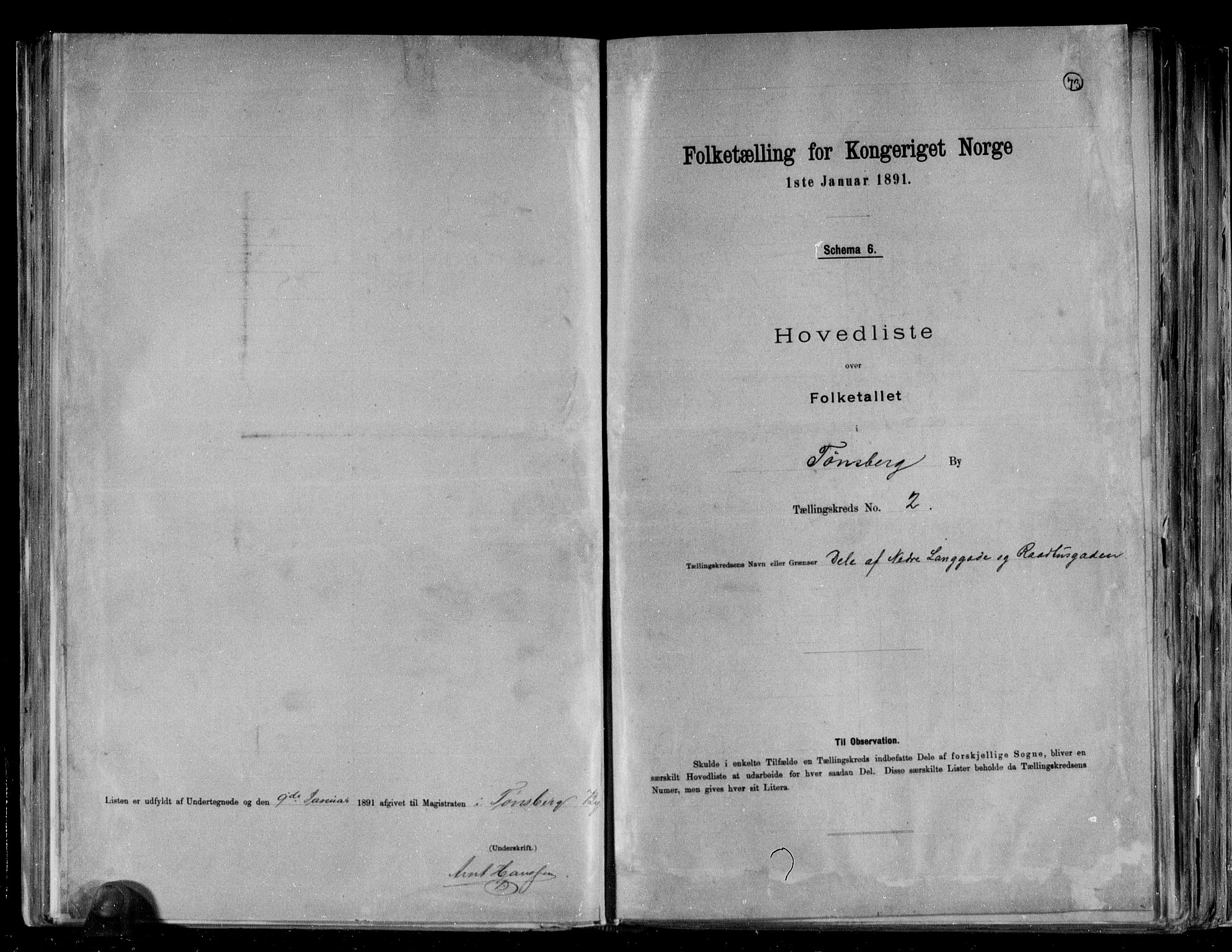 RA, Folketelling 1891 for 0705 Tønsberg kjøpstad, 1891, s. 7