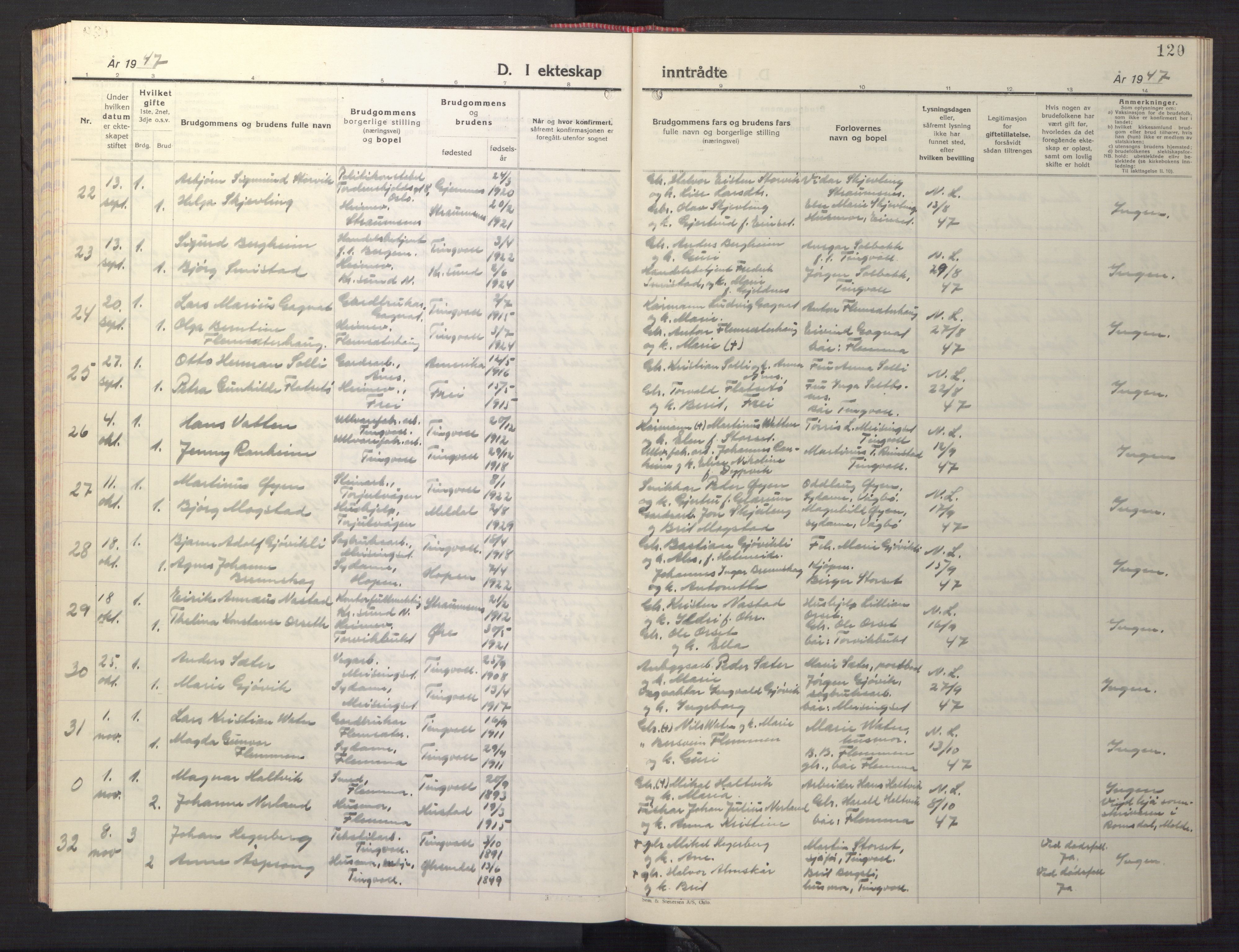 Ministerialprotokoller, klokkerbøker og fødselsregistre - Møre og Romsdal, AV/SAT-A-1454/586/L0996: Klokkerbok nr. 586C07, 1944-1949, s. 120