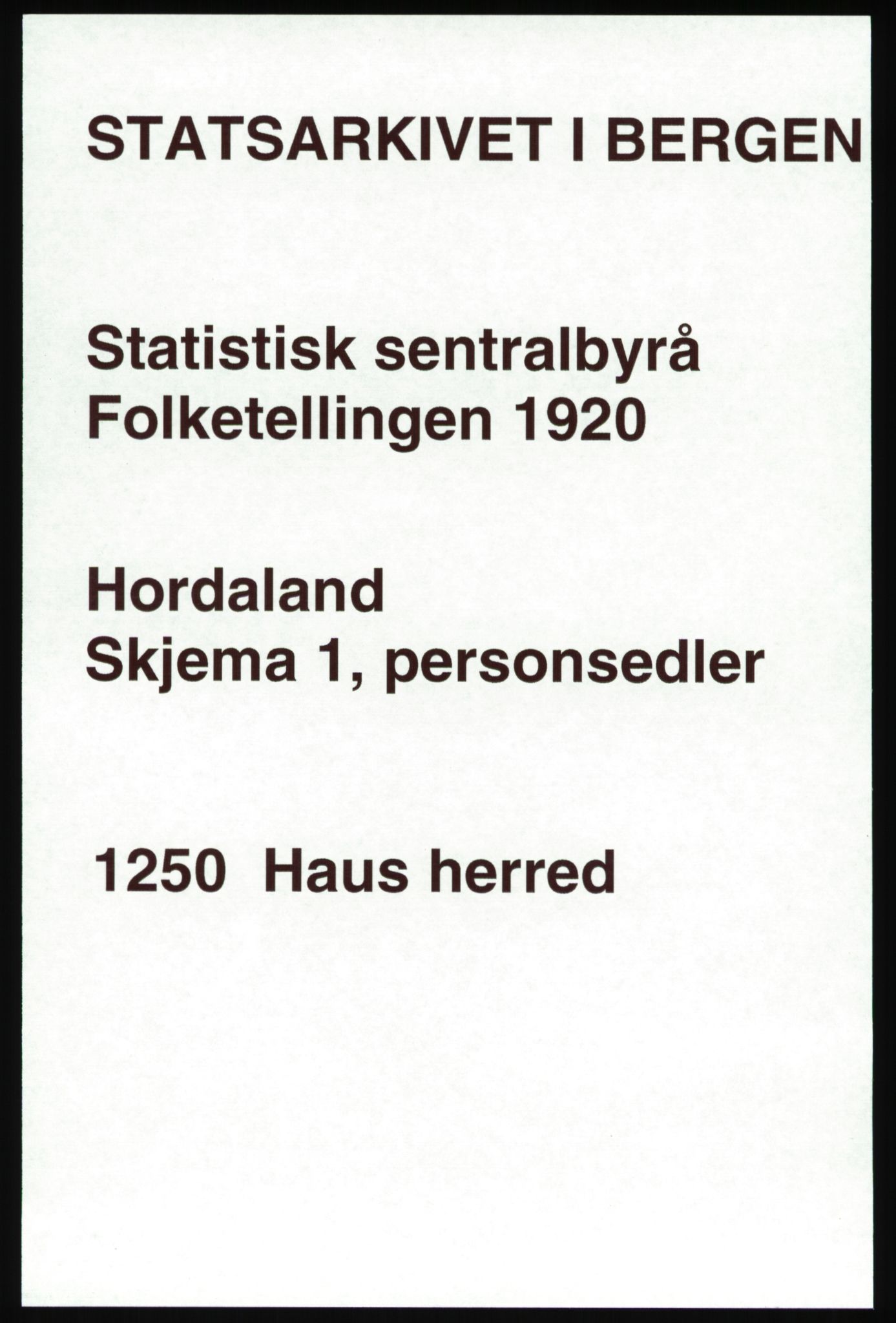 SAB, Folketelling 1920 for 1250 Haus herred, 1920, s. 1695