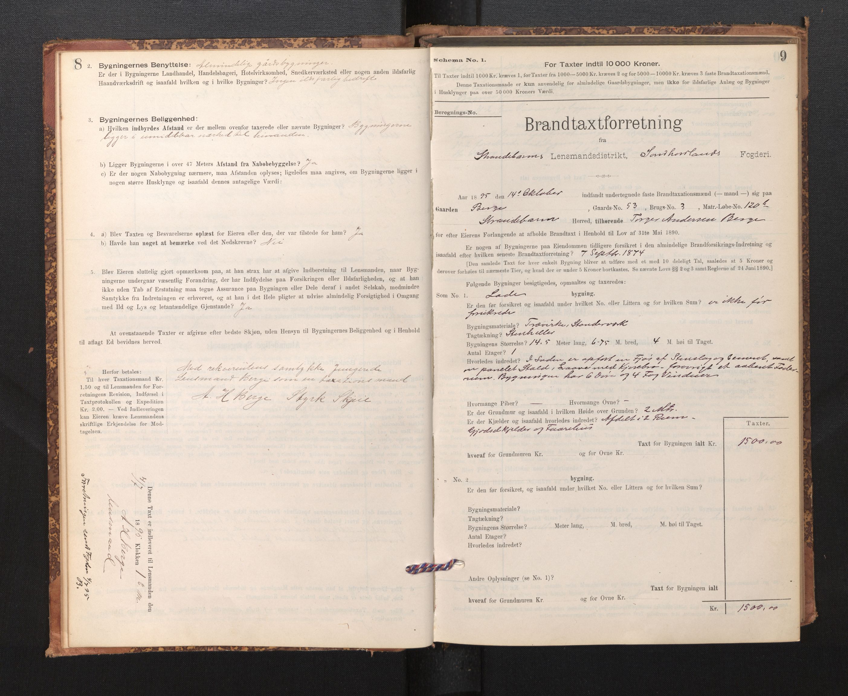 Lensmannen i Strandebarm, SAB/A-35101/0012/L0004: Branntakstprotokoll, skjematakst, 1895-1920, s. 8-9