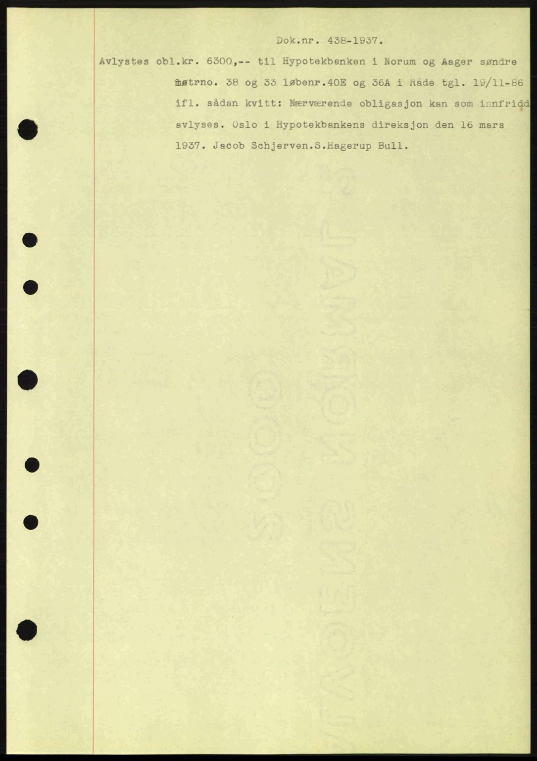 Moss sorenskriveri, SAO/A-10168: Pantebok nr. B3, 1937-1937, Dagboknr: 438/1937