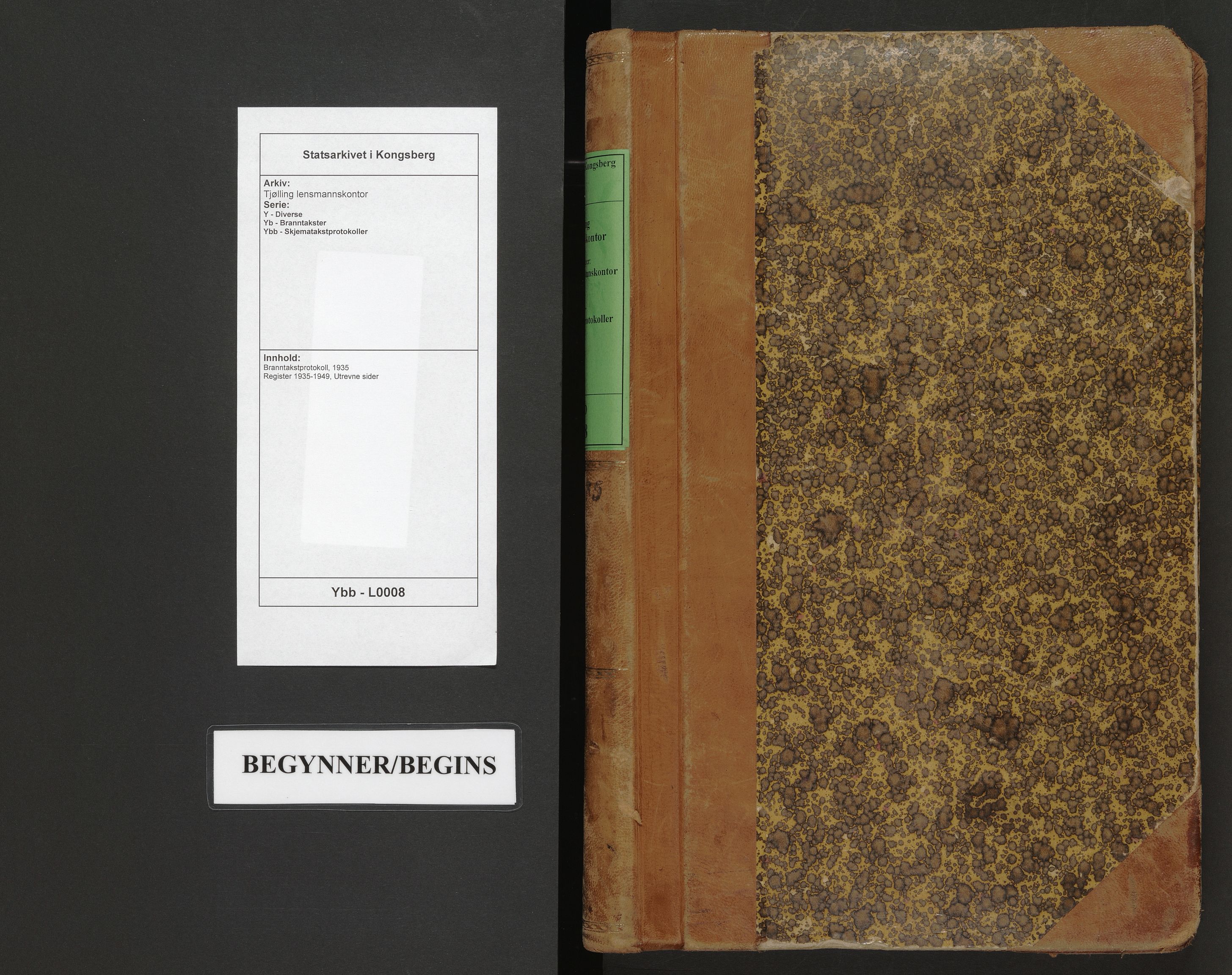 Tjølling lensmannskontor, AV/SAKO-A-16/Y/Yb/Ybb/L0008: Branntakstprotokoll, 1935