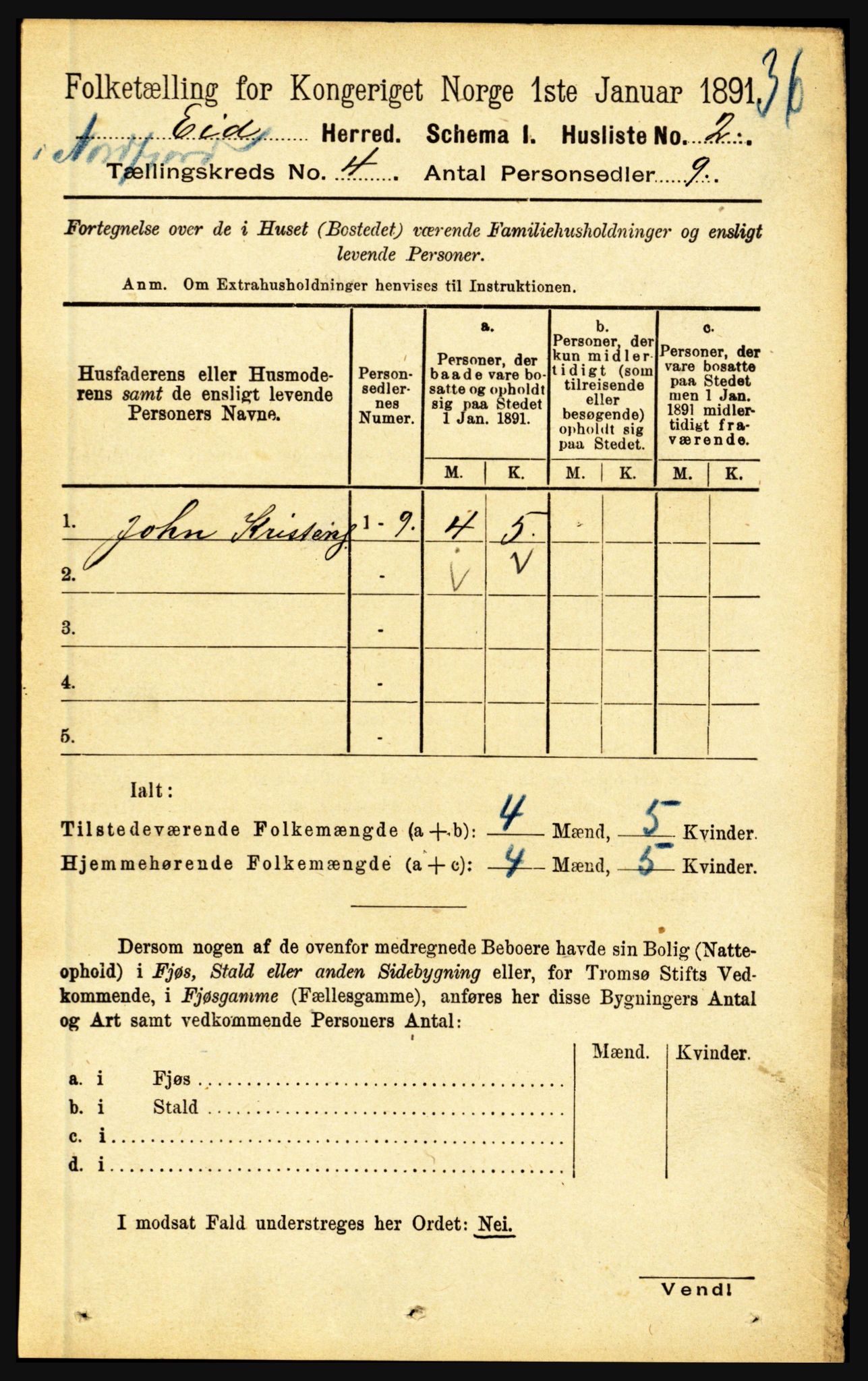 RA, Folketelling 1891 for 1443 Eid herred, 1891, s. 837