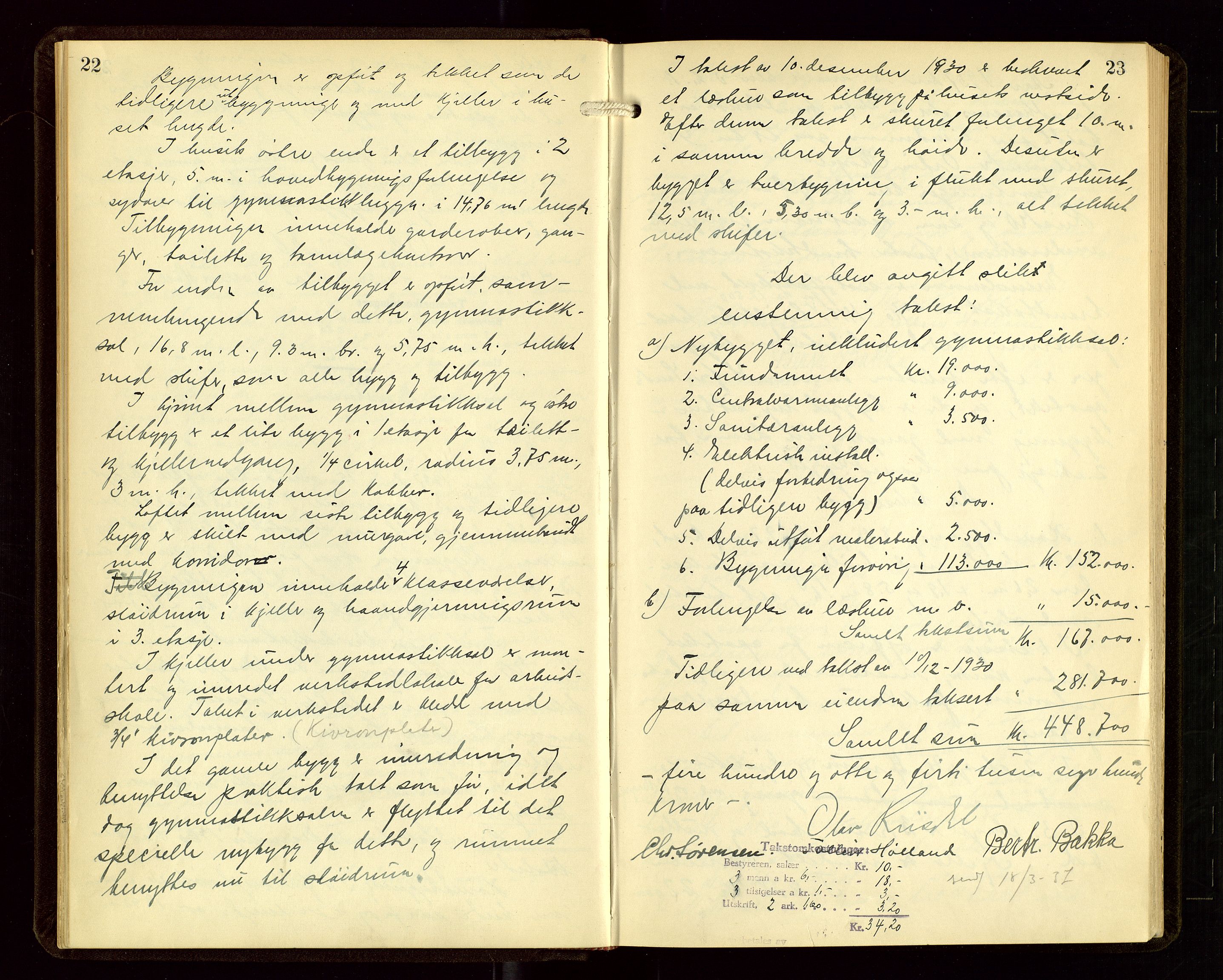 Sauda lensmannskontor, AV/SAST-A-100177/Goa/L0004: "Brandtakstprotokoll for Sauda lensmannsdistrikt", 1934-1946, s. 22-23