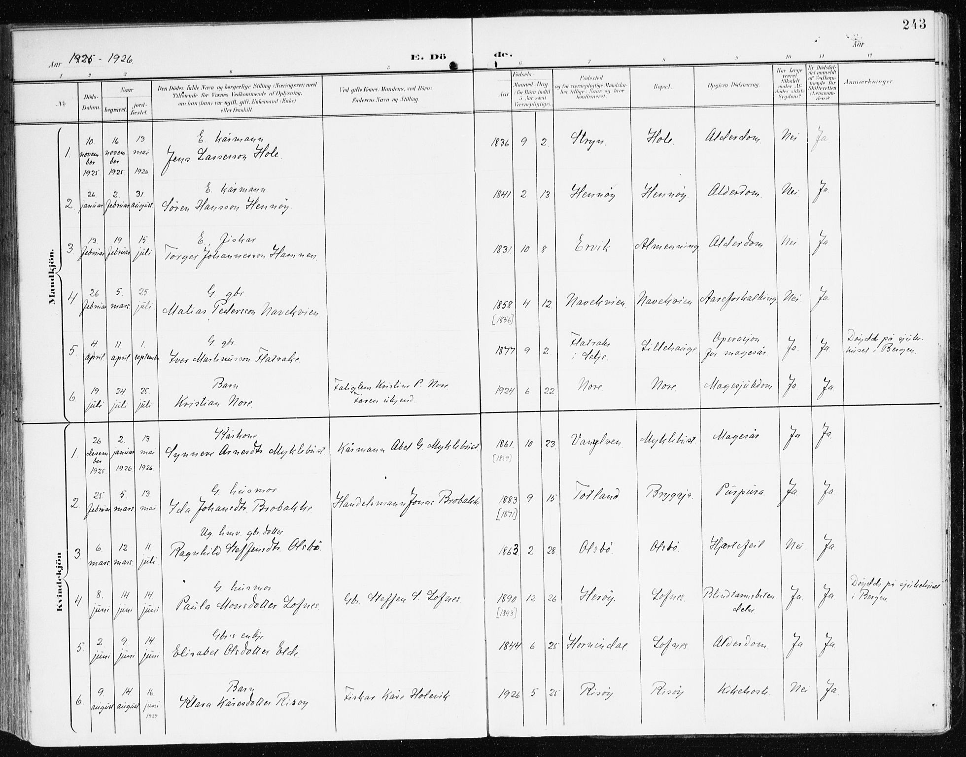 Davik sokneprestembete, SAB/A-79701/H/Haa/Haad/L0002: Ministerialbok nr. D 2, 1901-1930, s. 243