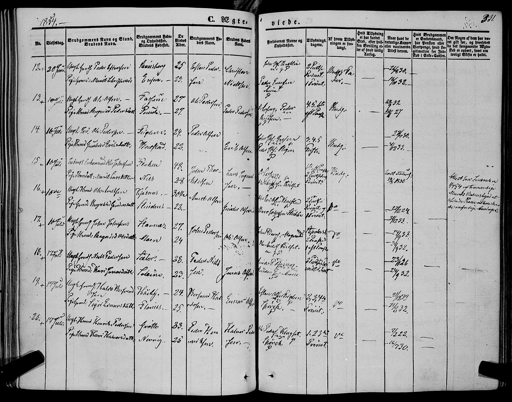 Ministerialprotokoller, klokkerbøker og fødselsregistre - Sør-Trøndelag, SAT/A-1456/695/L1145: Ministerialbok nr. 695A06 /1, 1843-1859, s. 331