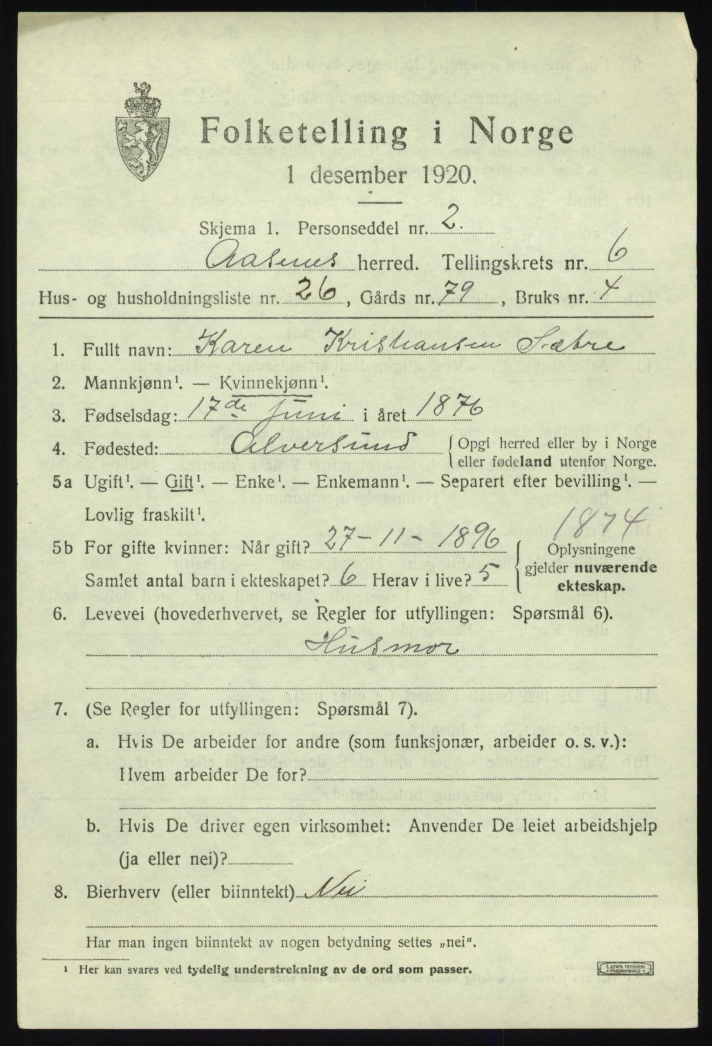 SAB, Folketelling 1920 for 1255 Åsane herred, 1920, s. 4451
