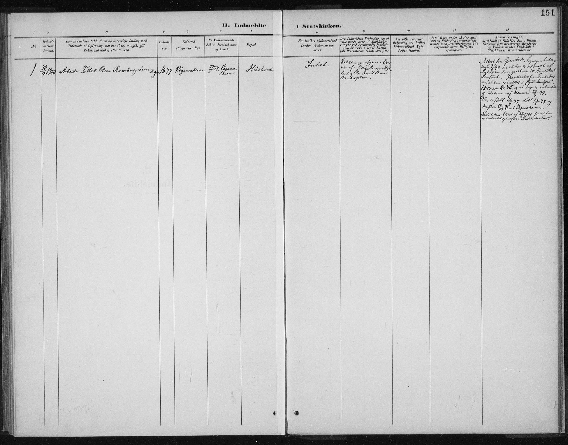 Herefoss sokneprestkontor, AV/SAK-1111-0019/F/Fa/Fac/L0002: Ministerialbok nr. A 2, 1887-1915, s. 151