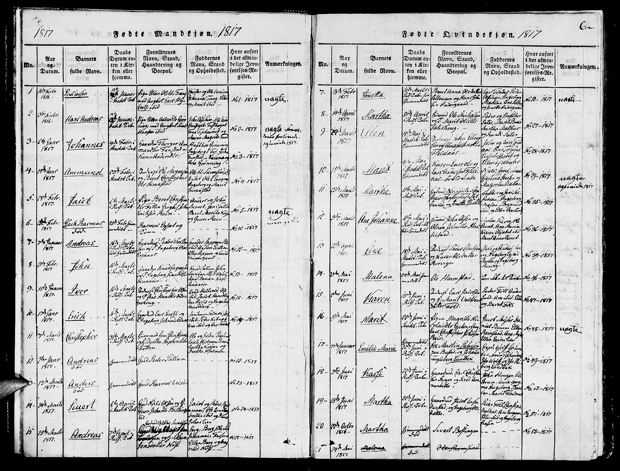 Ministerialprotokoller, klokkerbøker og fødselsregistre - Sør-Trøndelag, SAT/A-1456/646/L0608: Ministerialbok nr. 646A06, 1816-1825, s. 6