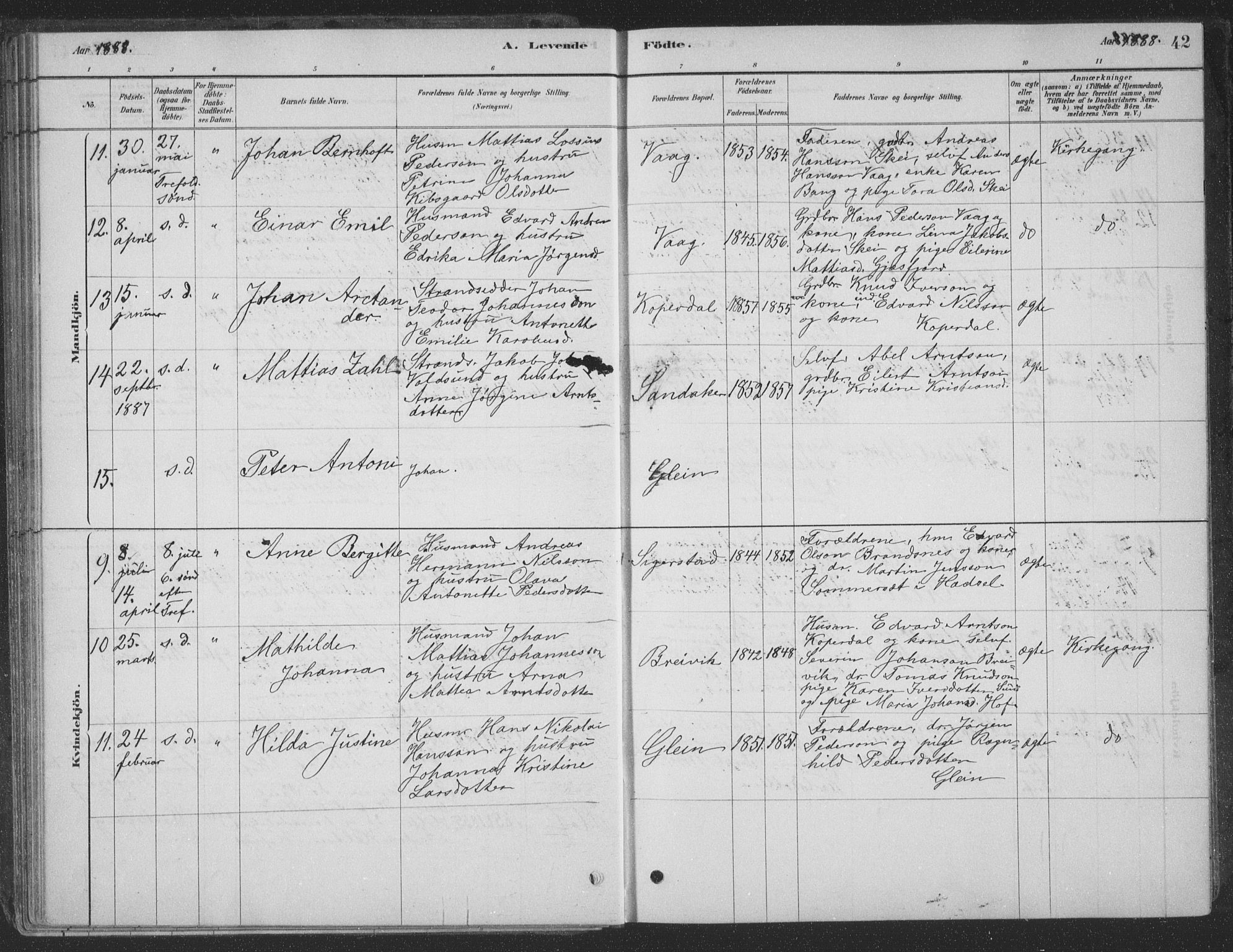 Ministerialprotokoller, klokkerbøker og fødselsregistre - Nordland, AV/SAT-A-1459/835/L0532: Klokkerbok nr. 835C04, 1880-1905, s. 42