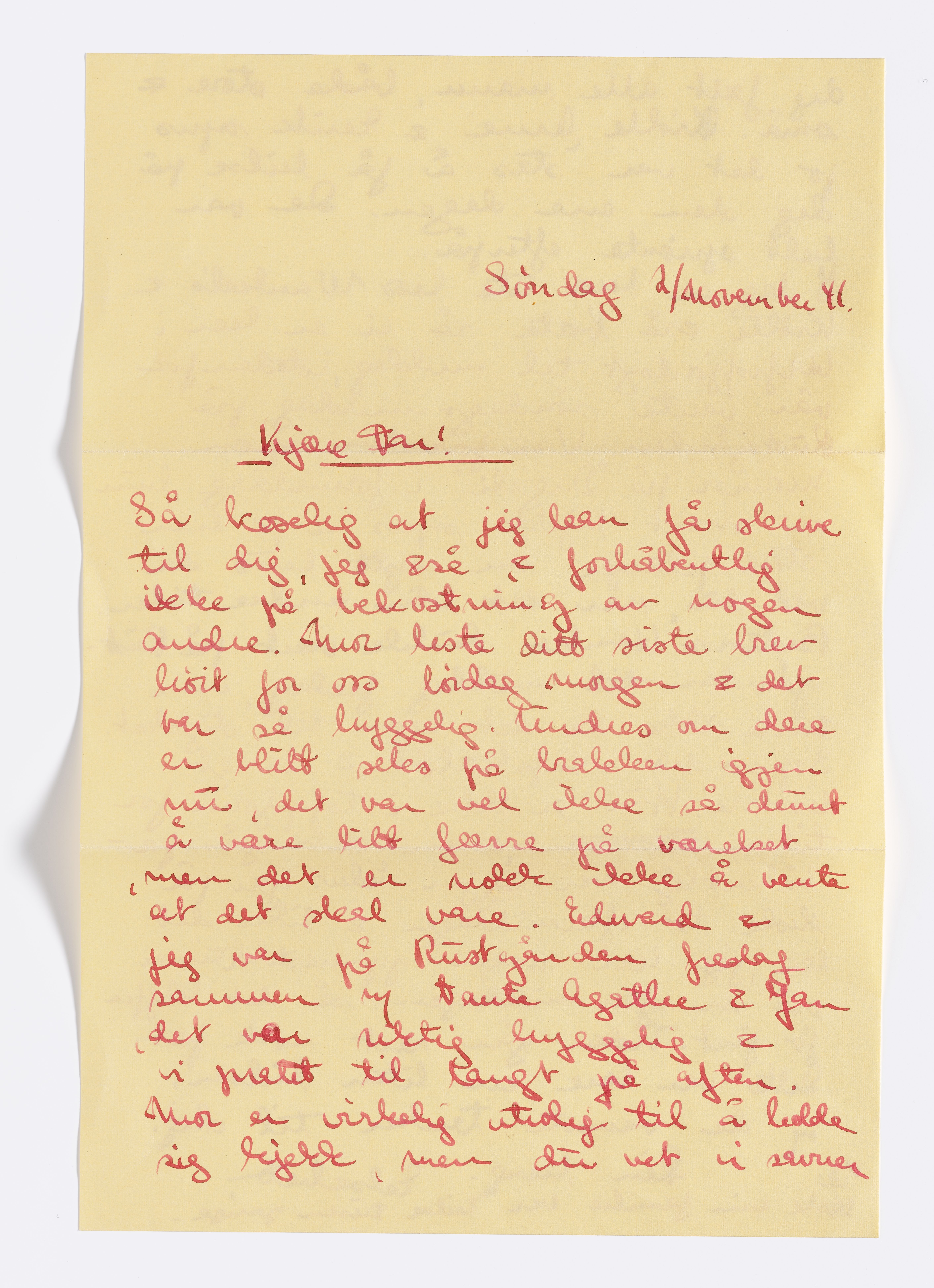 Johannes Sejersted Bødtker, AFM/GRI-1001/D/Db/Dbb/L0001/0003: Inngående brev / Brev, 1941