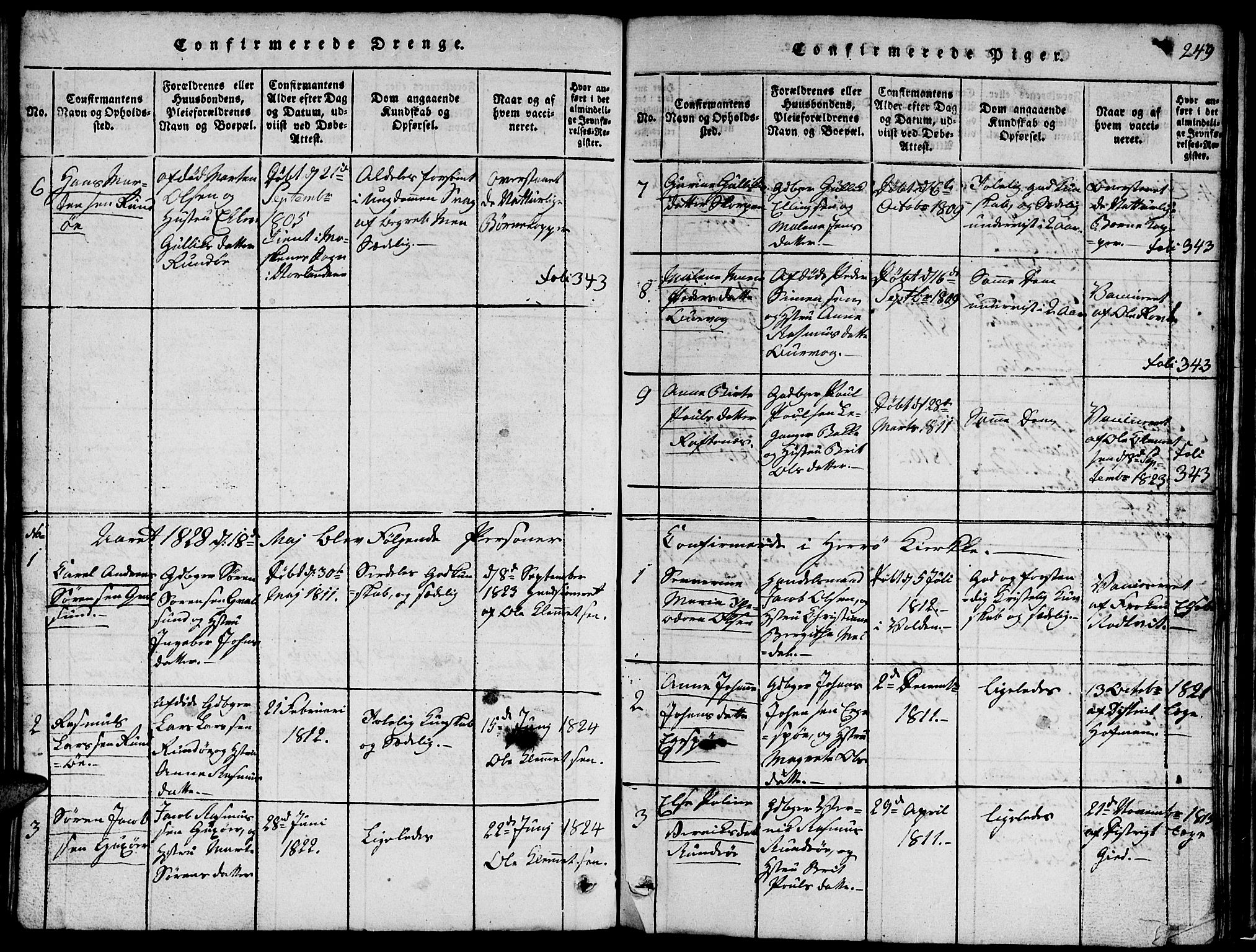Ministerialprotokoller, klokkerbøker og fødselsregistre - Møre og Romsdal, SAT/A-1454/507/L0078: Klokkerbok nr. 507C01, 1816-1840, s. 249