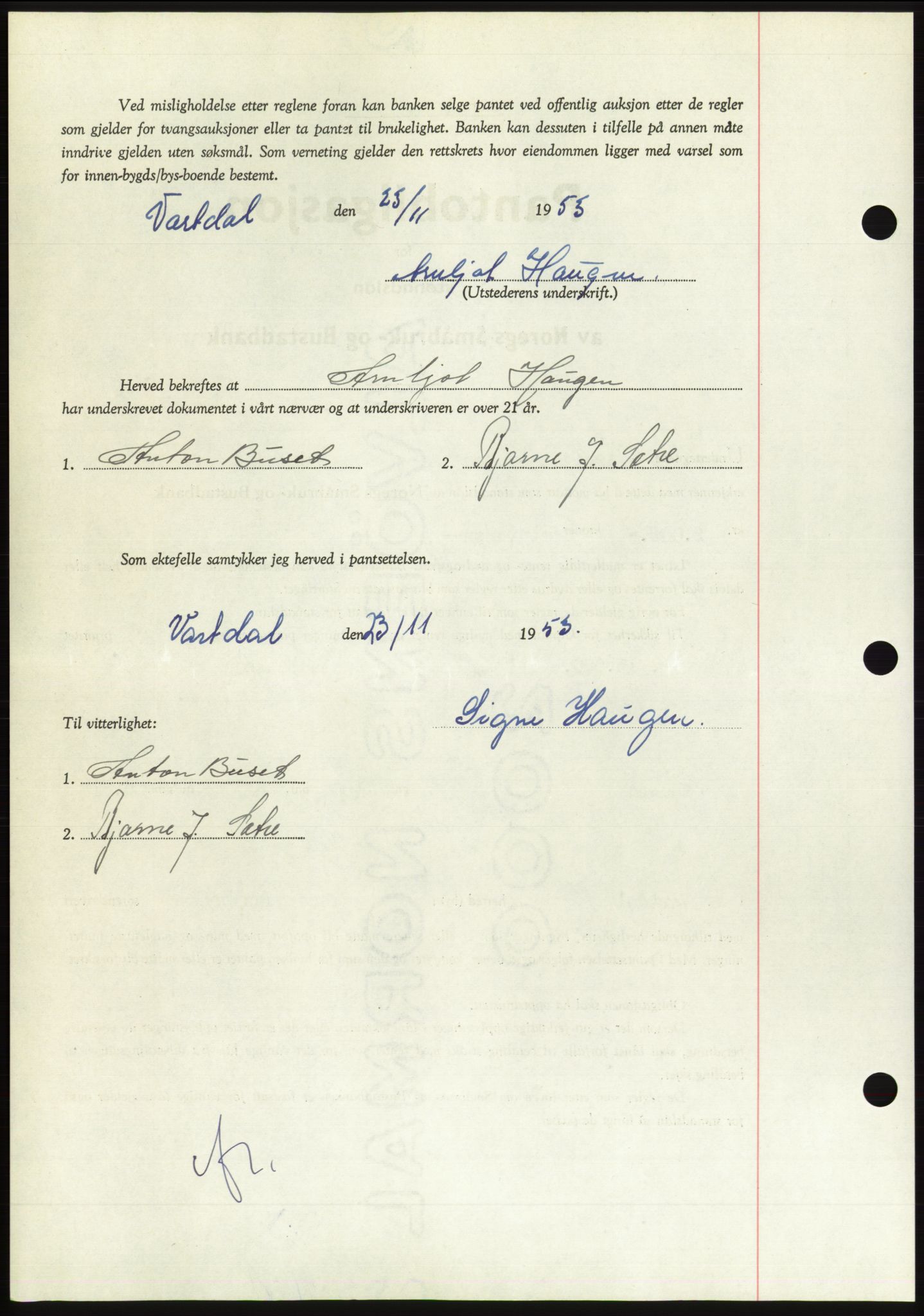 Søre Sunnmøre sorenskriveri, AV/SAT-A-4122/1/2/2C/L0124: Pantebok nr. 12B, 1953-1954, Dagboknr: 3005/1953