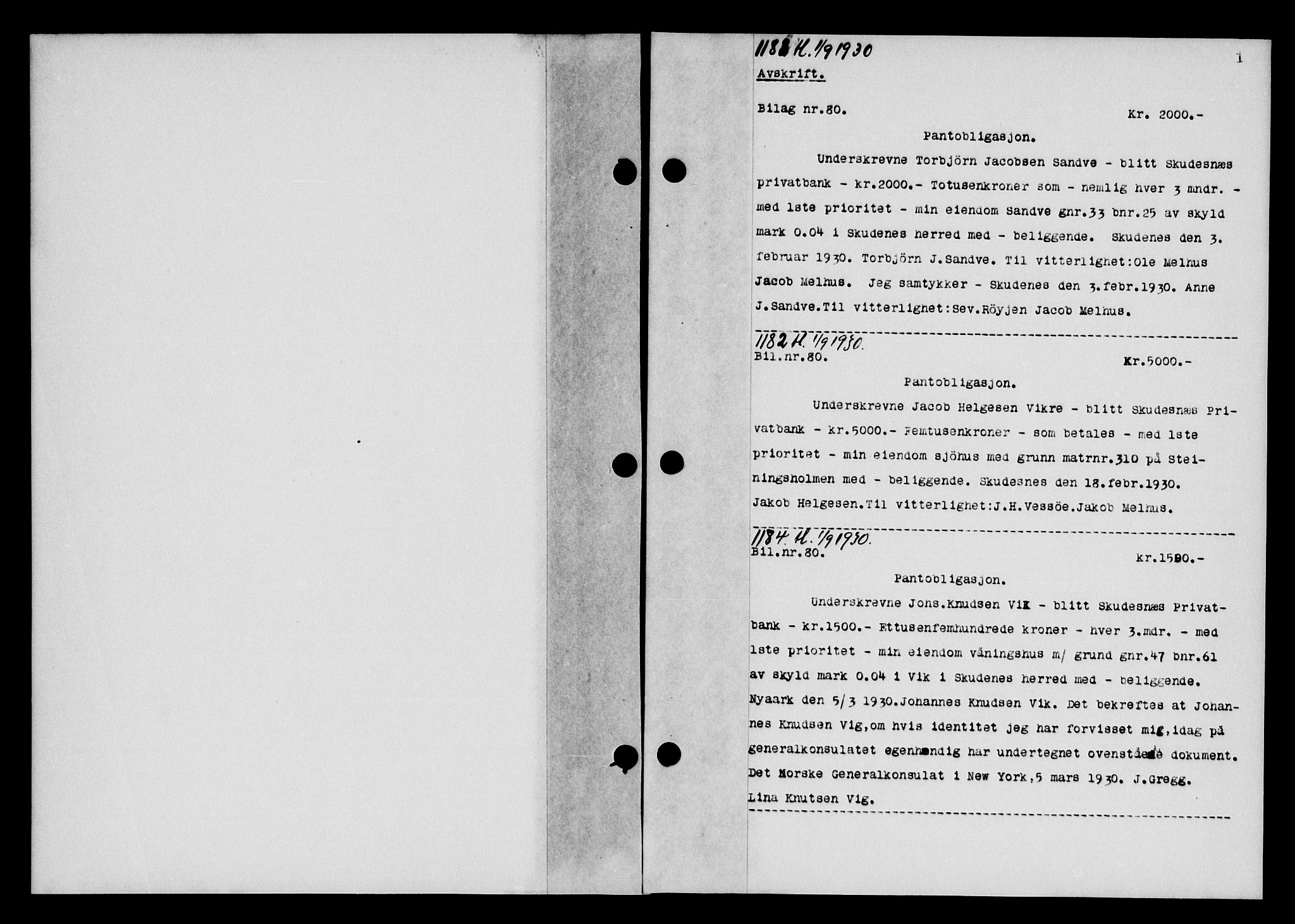 Karmsund sorenskriveri, SAST/A-100311/01/II/IIB/L0057: Pantebok nr. 38, 1930-1931, Tingl.dato: 01.09.1930