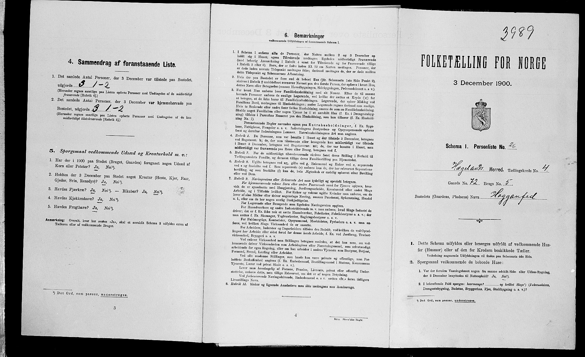 SAK, Folketelling 1900 for 1015 Hægeland herred, 1900, s. 239