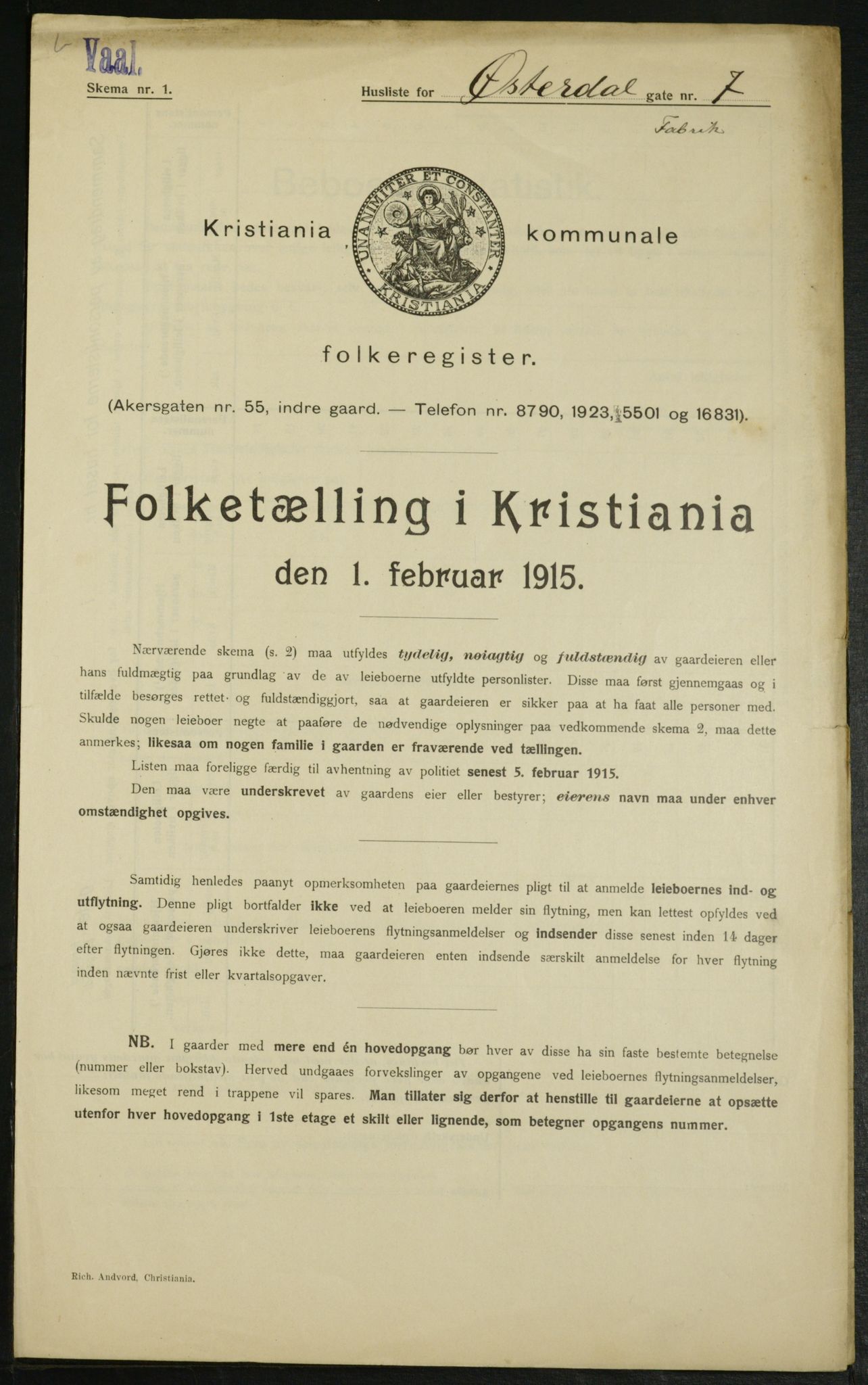 OBA, Kommunal folketelling 1.2.1915 for Kristiania, 1915, s. 129662