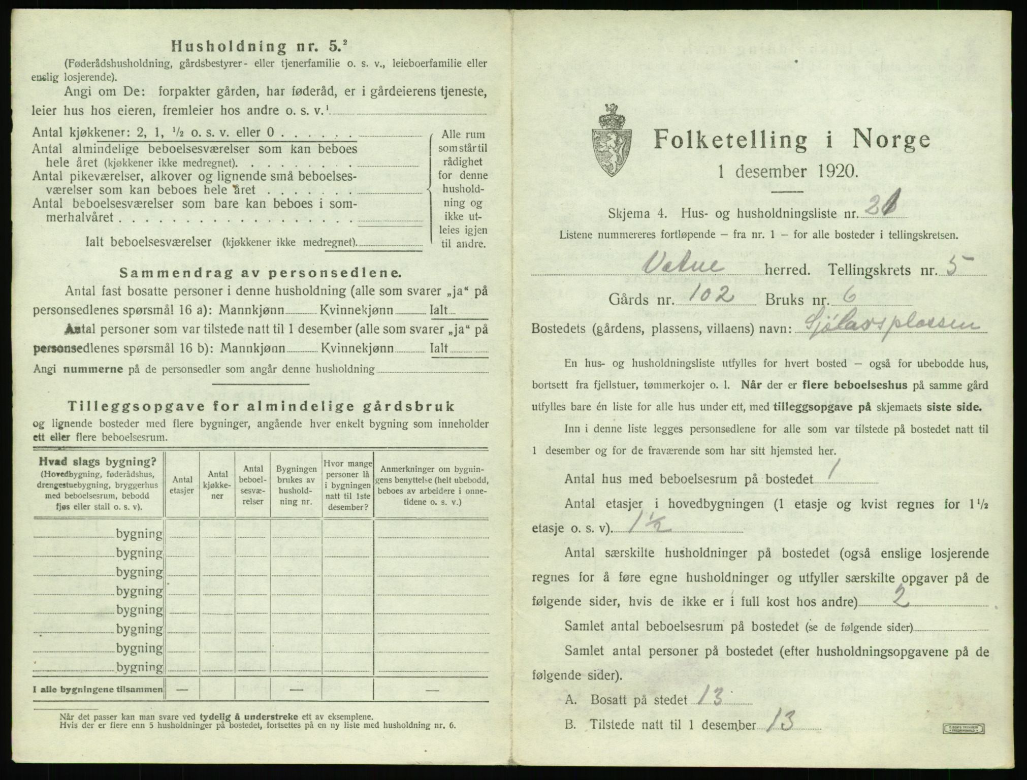 SAT, Folketelling 1920 for 1530 Vatne herred, 1920, s. 332
