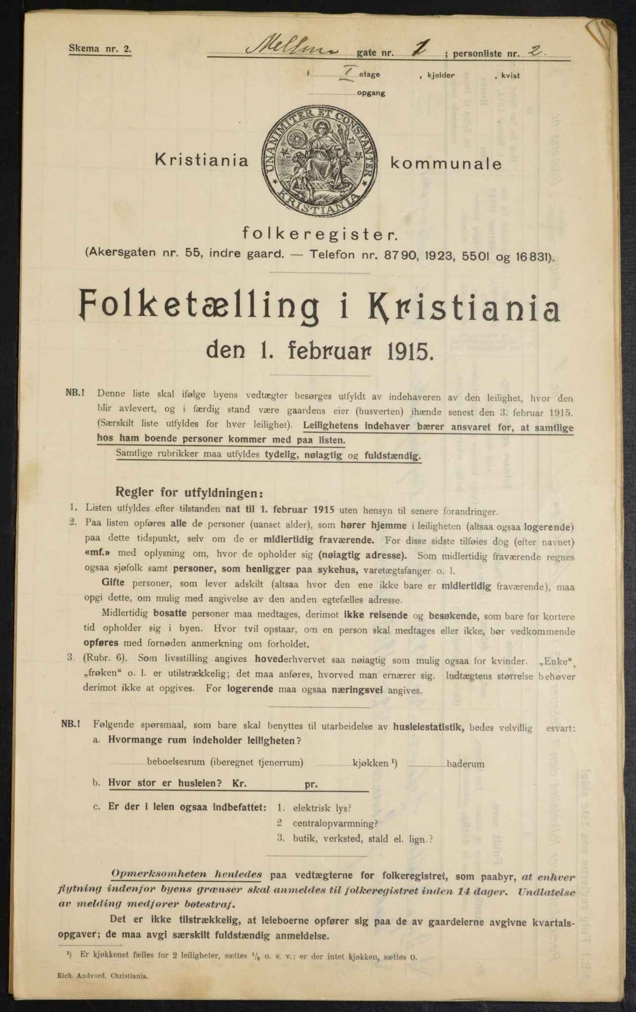 OBA, Kommunal folketelling 1.2.1915 for Kristiania, 1915, s. 64444