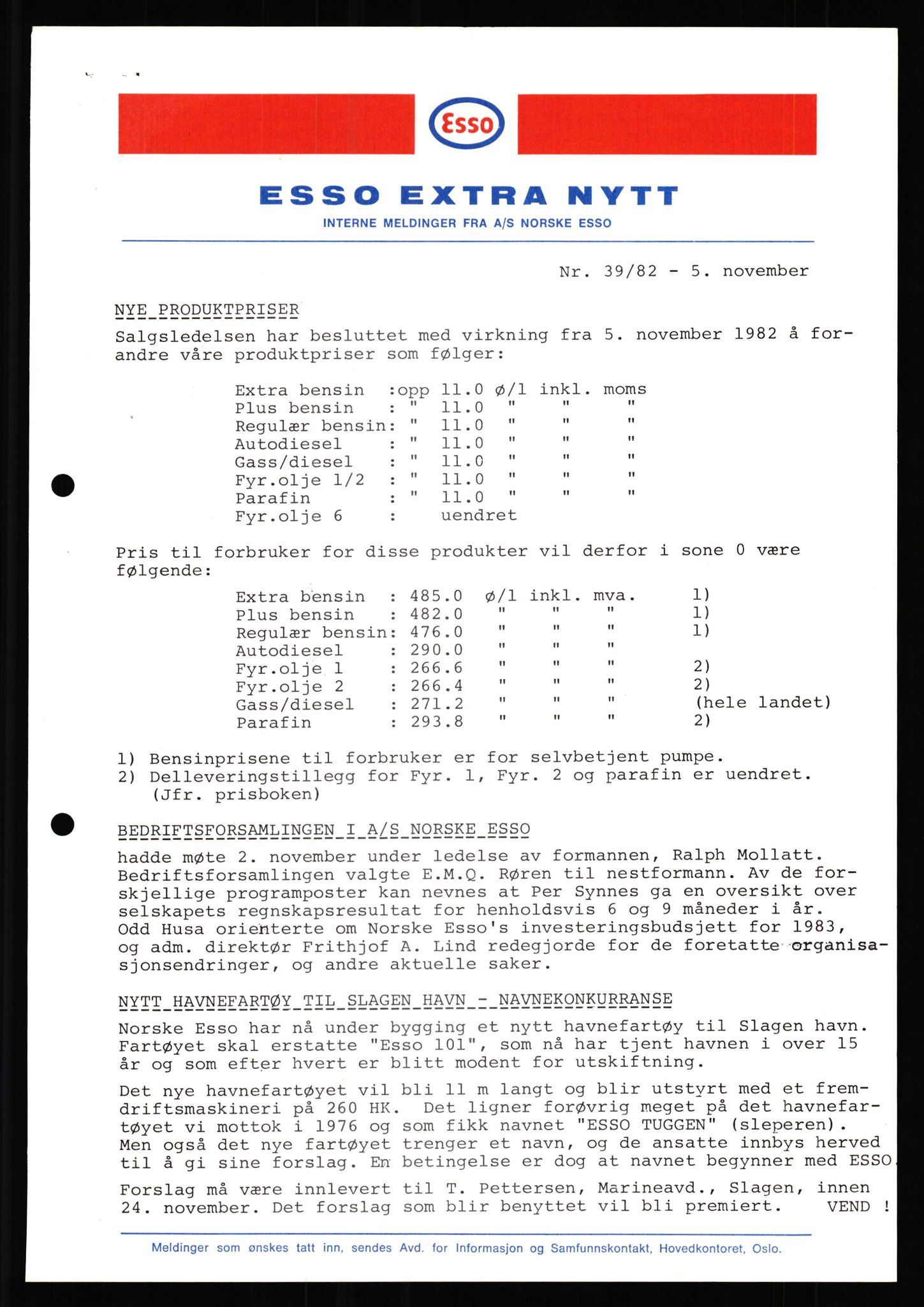 Pa 0982 - Esso Norge A/S, AV/SAST-A-100448/X/Xd/L0002: Esso Extra Nytt. Ukenytt, 1981-1986