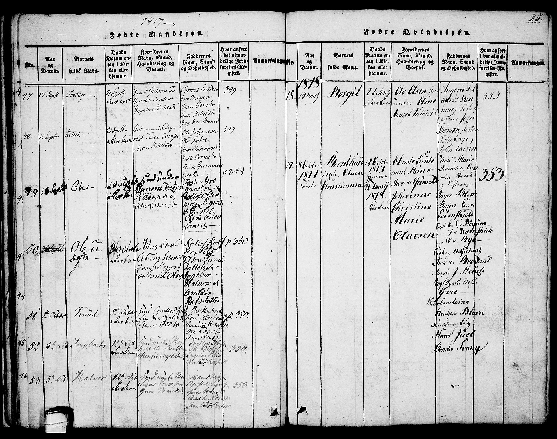 Sauherad kirkebøker, AV/SAKO-A-298/G/Ga/L0001: Klokkerbok nr. I 1, 1815-1827, s. 25