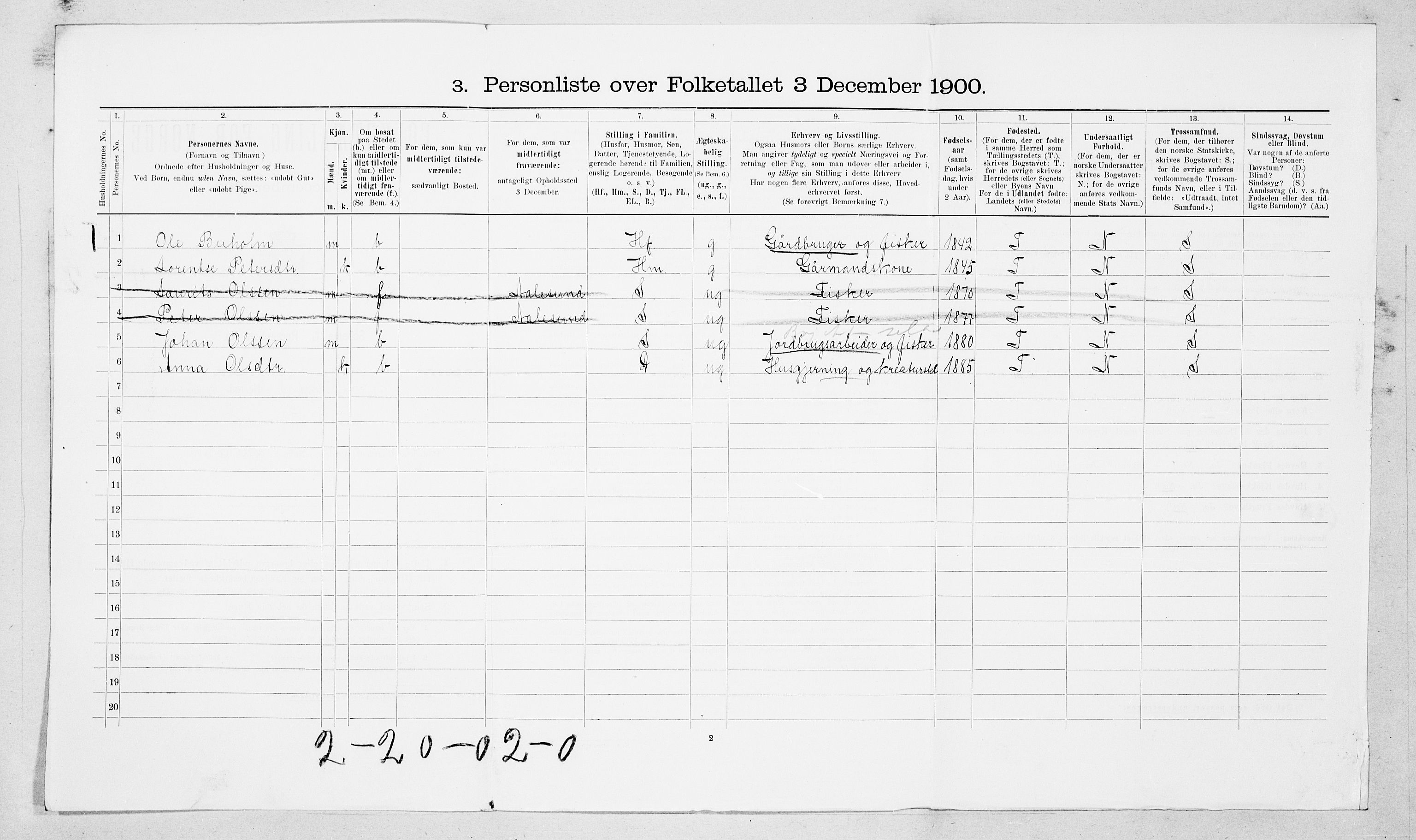 SAT, Folketelling 1900 for 1531 Borgund herred, 1900, s. 1822