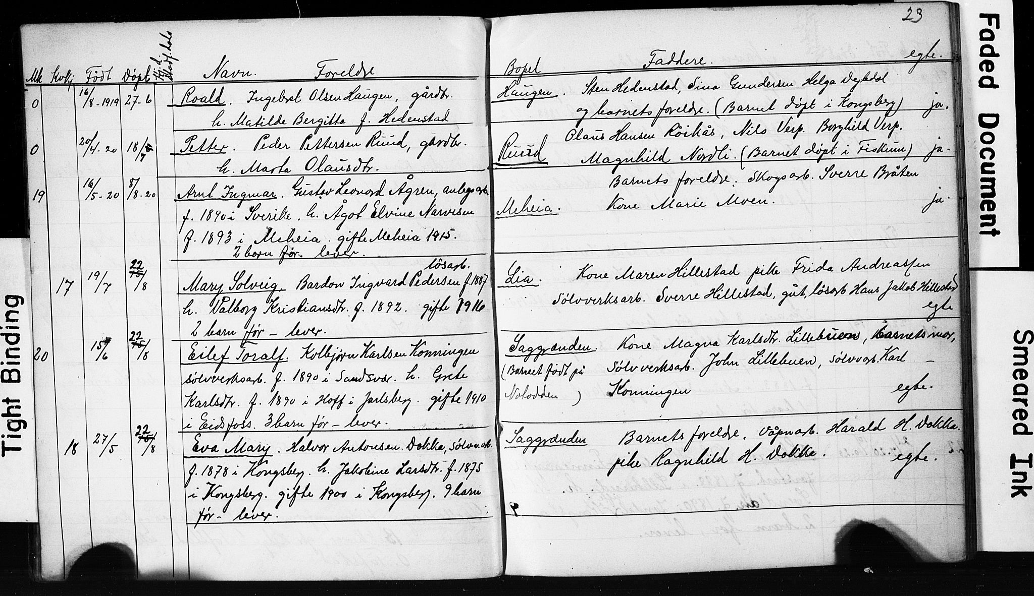 Sandsvær kirkebøker, AV/SAKO-A-244/G/Gd/L0004b: Klokkerbok nr. IV 4B, 1918-1925, s. 23