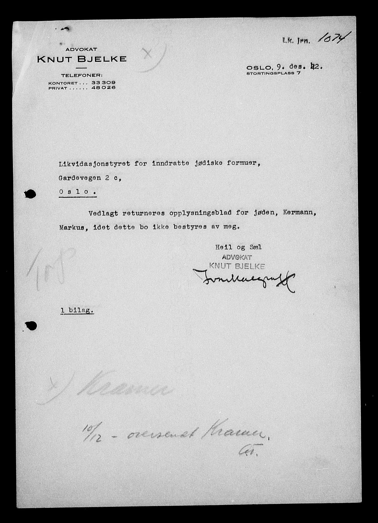 Justisdepartementet, Tilbakeføringskontoret for inndratte formuer, AV/RA-S-1564/H/Hc/Hcc/L0951: --, 1945-1947, s. 11