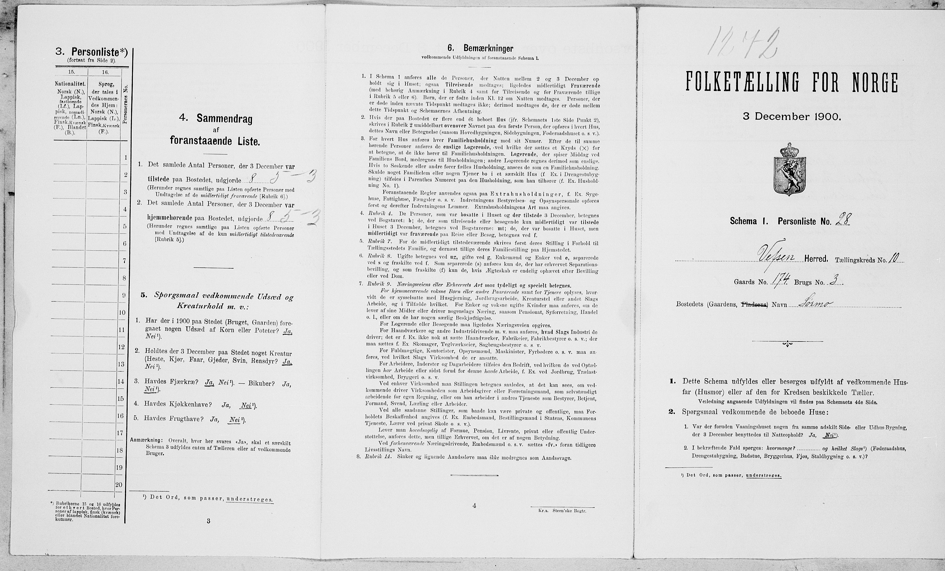 SAT, Folketelling 1900 for 1824 Vefsn herred, 1900, s. 933