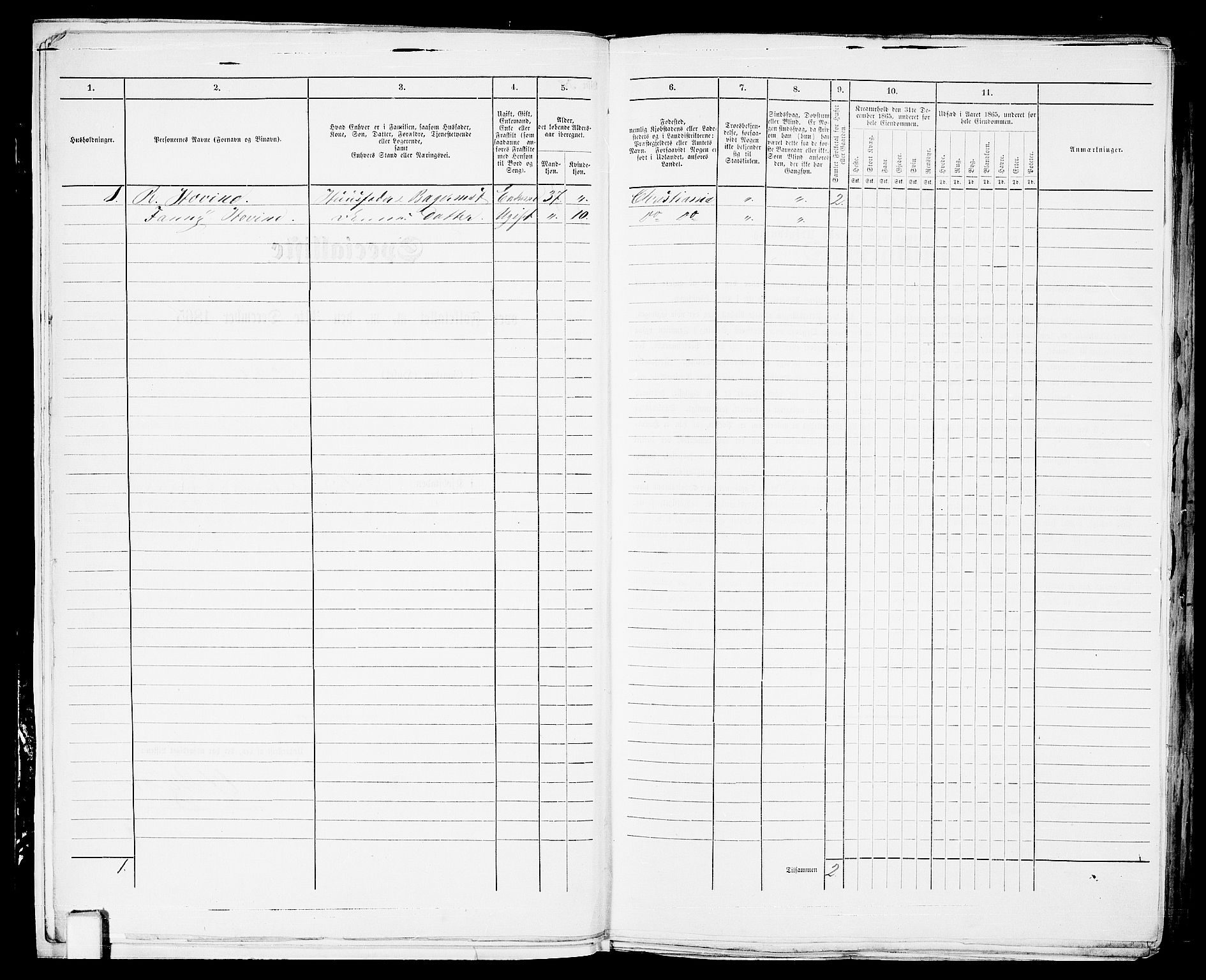 RA, Folketelling 1865 for 0702B Botne prestegjeld, Holmestrand kjøpstad, 1865, s. 11