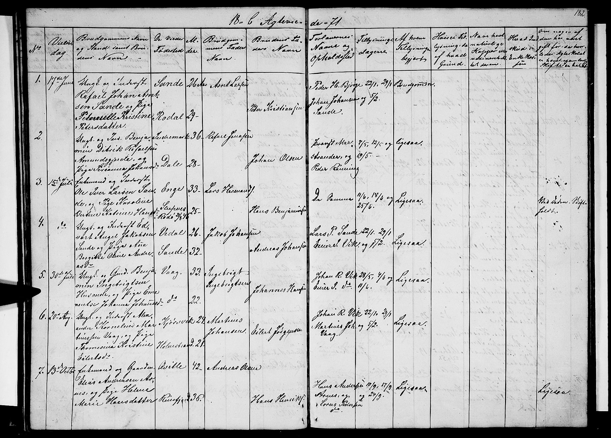 Ministerialprotokoller, klokkerbøker og fødselsregistre - Nordland, SAT/A-1459/812/L0187: Klokkerbok nr. 812C05, 1850-1883, s. 182