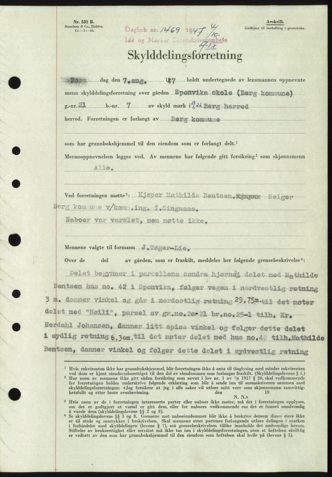 Idd og Marker sorenskriveri, SAO/A-10283/G/Gb/Gbb/L0009: Pantebok nr. A9, 1946-1947, Dagboknr: 1469/1947