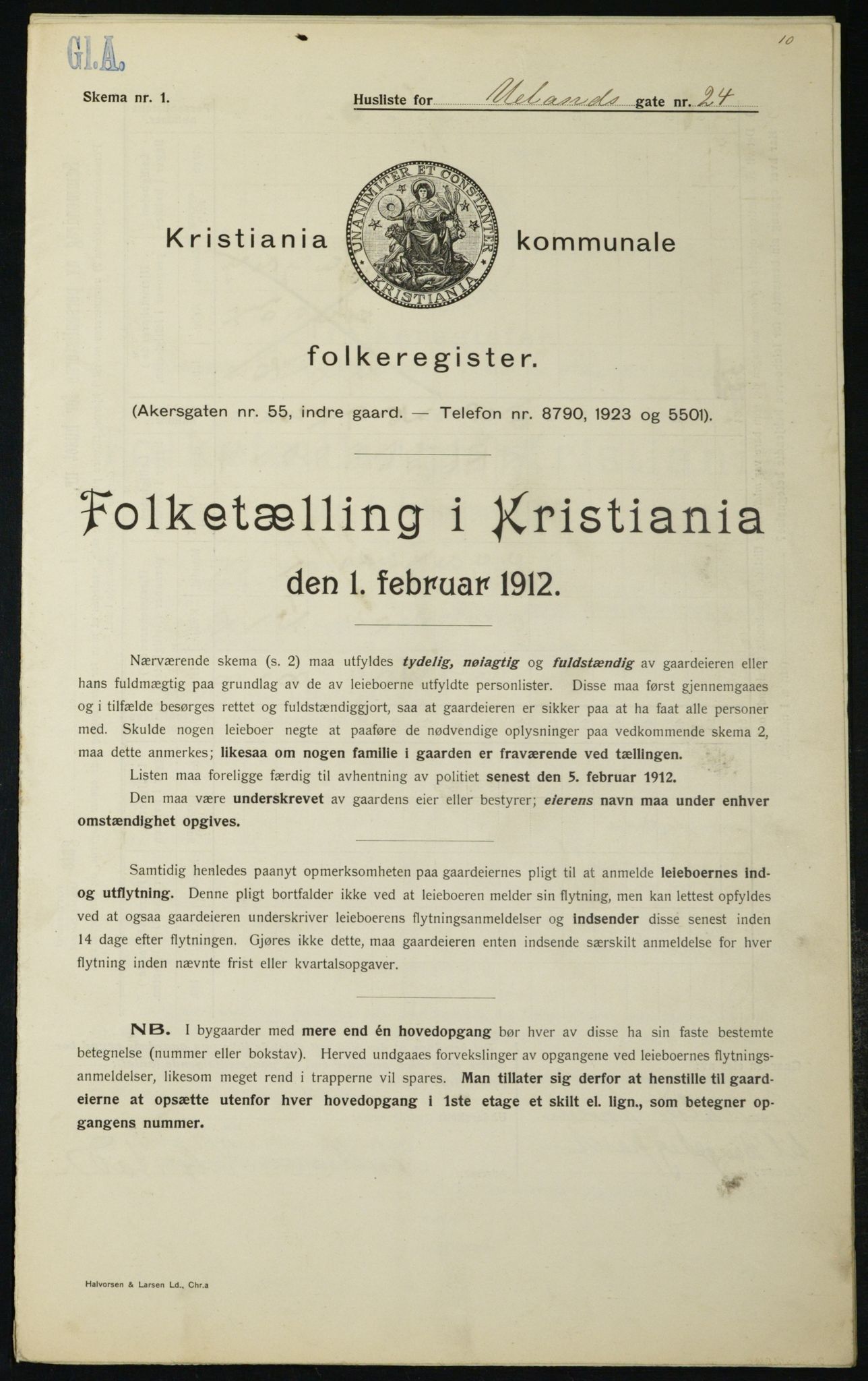 OBA, Kommunal folketelling 1.2.1912 for Kristiania, 1912, s. 118688