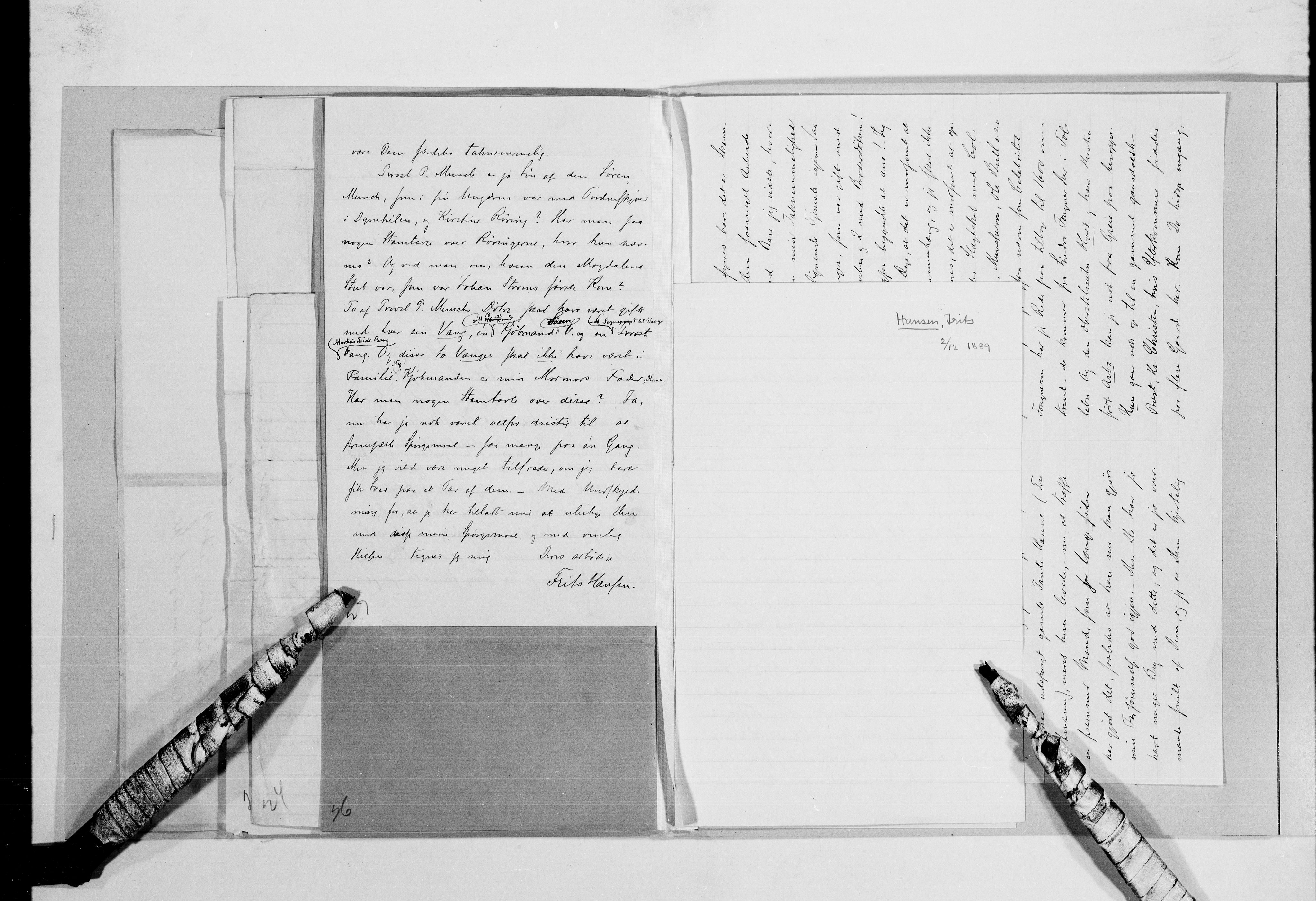 Lassens samlinger, AV/RA-PA-0051/G/L0098: Alfabetisk ordnede brev til Wilhelm Lassen: Hagemann - Jørgensen, 1815-1907, s. 43