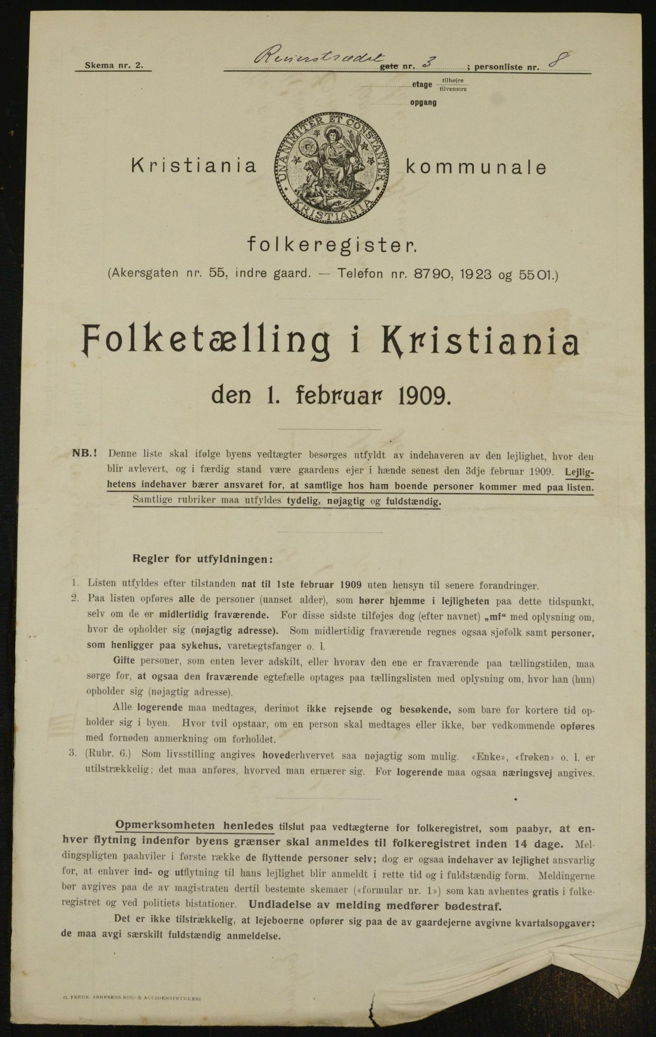 OBA, Kommunal folketelling 1.2.1909 for Kristiania kjøpstad, 1909, s. 75150