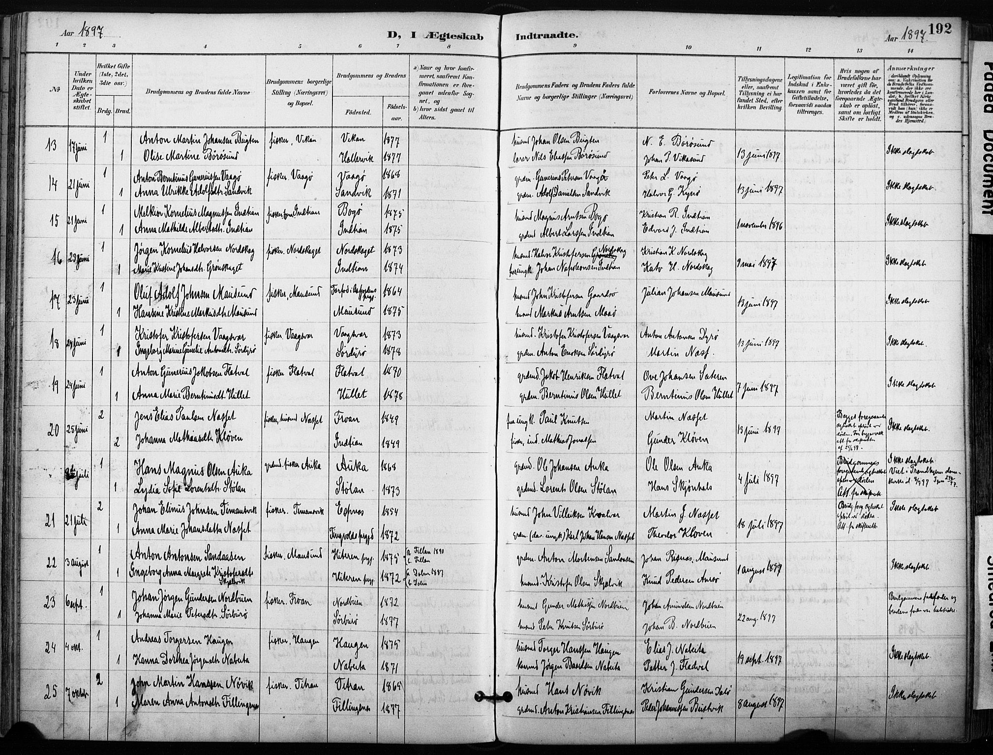 Ministerialprotokoller, klokkerbøker og fødselsregistre - Sør-Trøndelag, AV/SAT-A-1456/640/L0579: Ministerialbok nr. 640A04, 1889-1902, s. 192