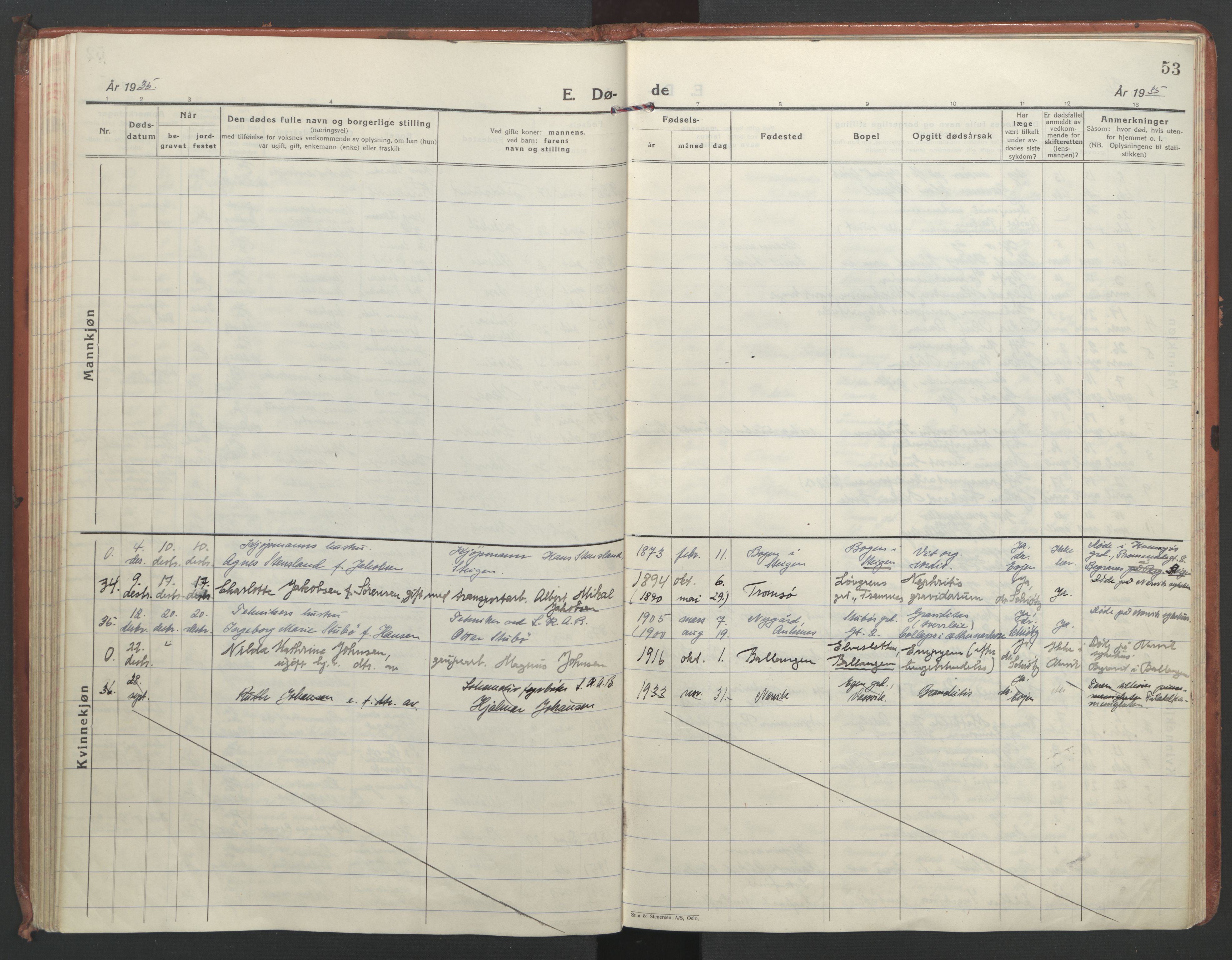 Ministerialprotokoller, klokkerbøker og fødselsregistre - Nordland, AV/SAT-A-1459/871/L1005: Ministerialbok nr. 871A21, 1926-1940, s. 53