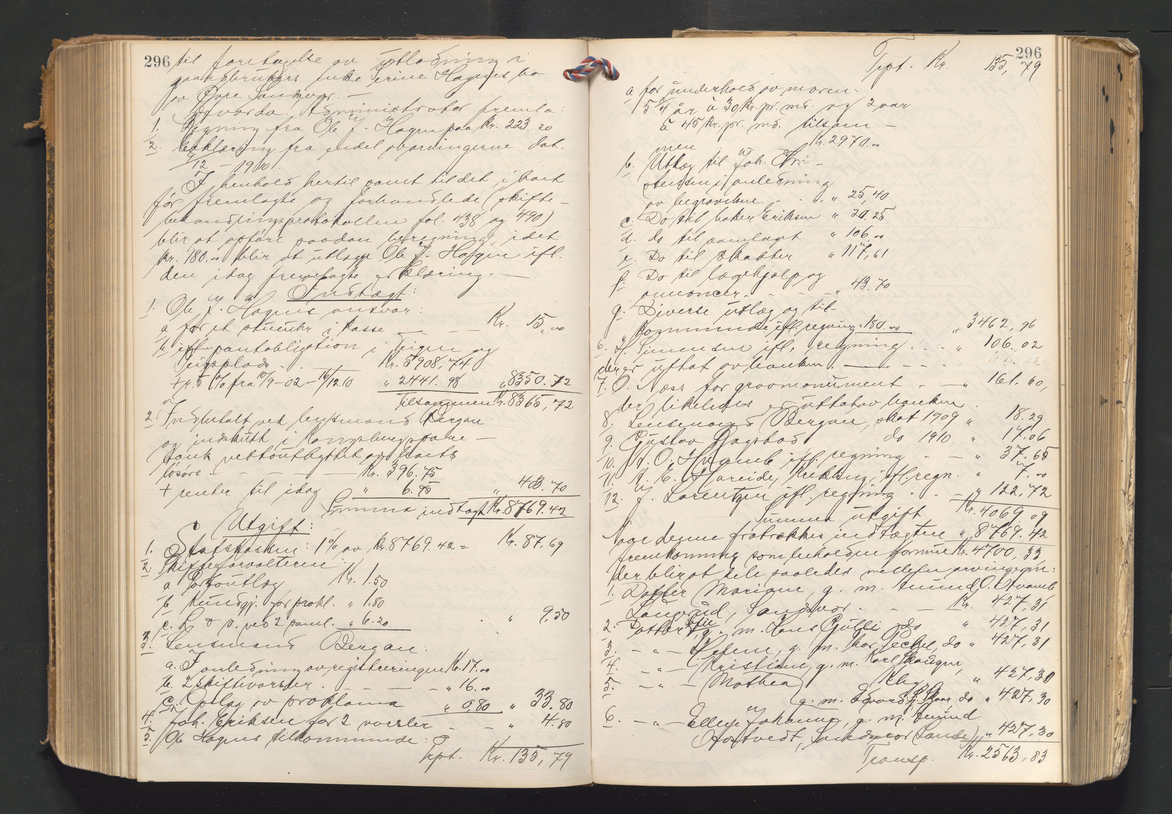 Numedal og Sandsvær sorenskriveri, AV/SAKO-A-128/H/Hb/Hbc/Hbca/L0007: Skifteutlodningsprotokoll, 1901-1922, s. 296