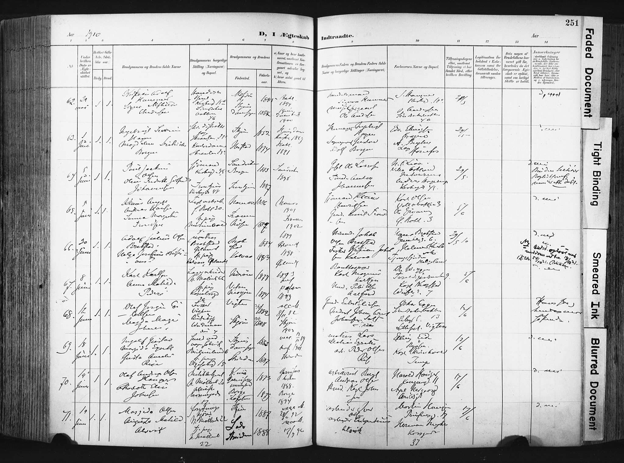 Ministerialprotokoller, klokkerbøker og fødselsregistre - Sør-Trøndelag, SAT/A-1456/604/L0201: Ministerialbok nr. 604A21, 1901-1911, s. 251