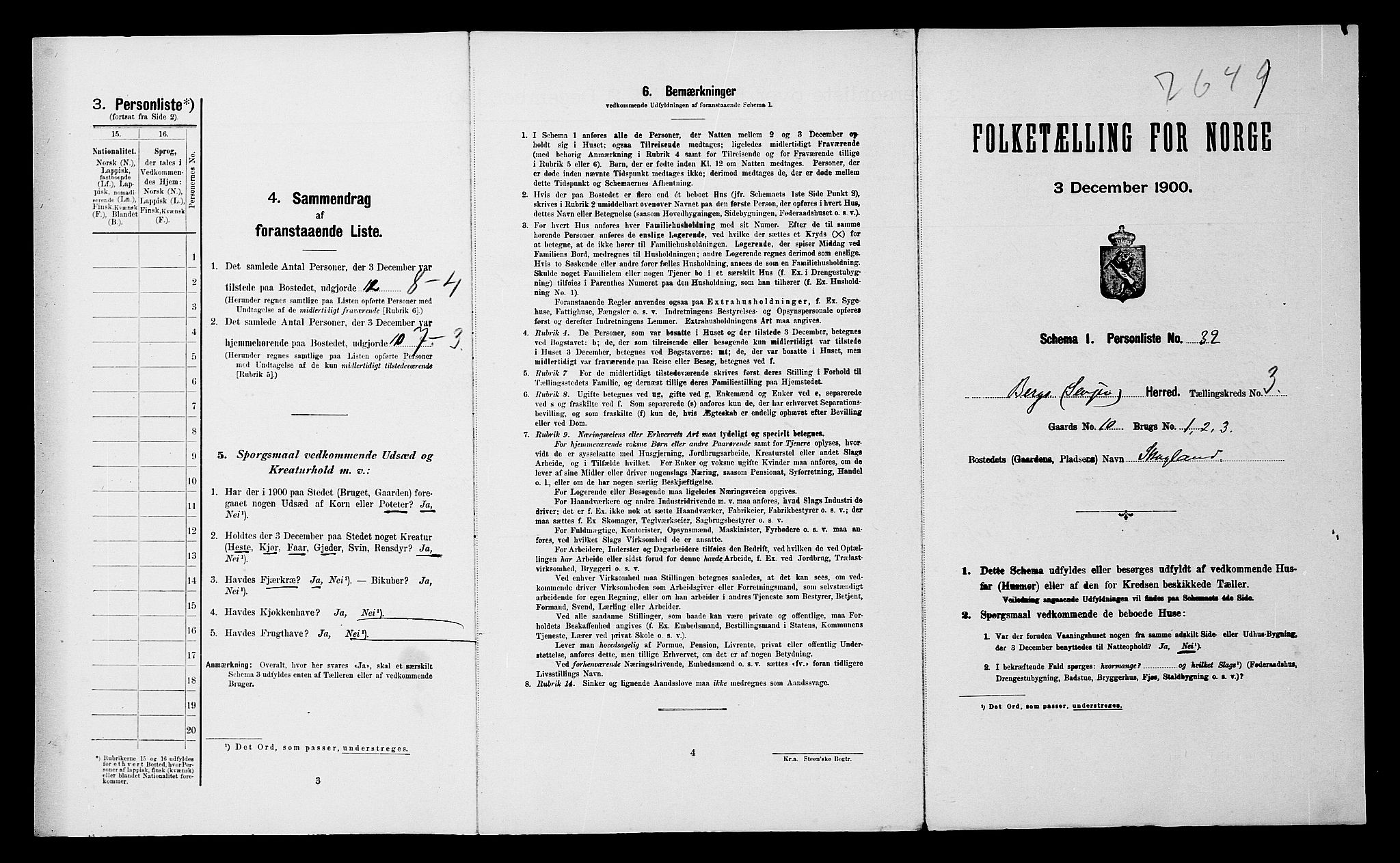 SATØ, Folketelling 1900 for 1929 Berg herred, 1900, s. 260