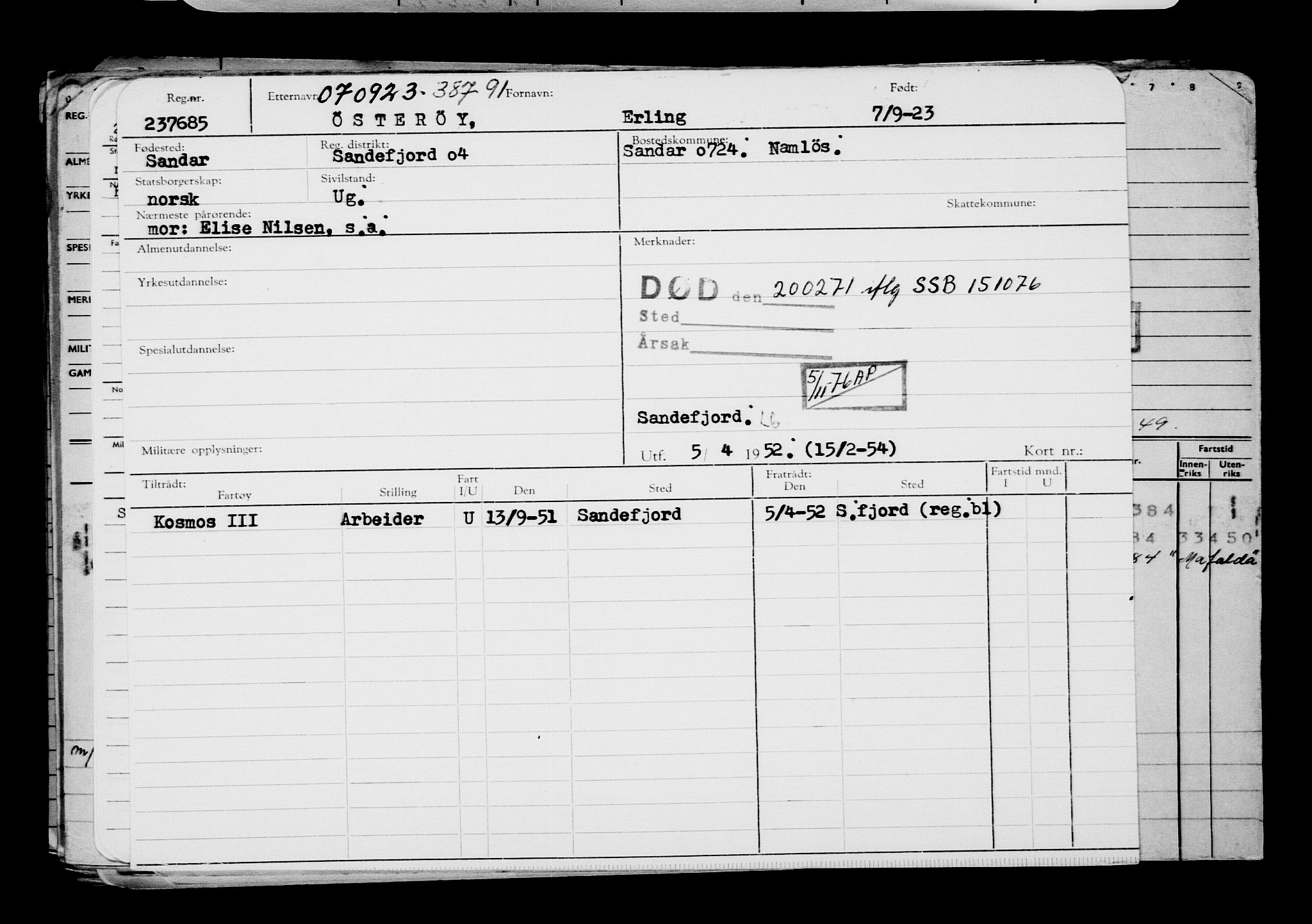 Direktoratet for sjømenn, AV/RA-S-3545/G/Gb/L0222: Hovedkort, 1923, s. 643