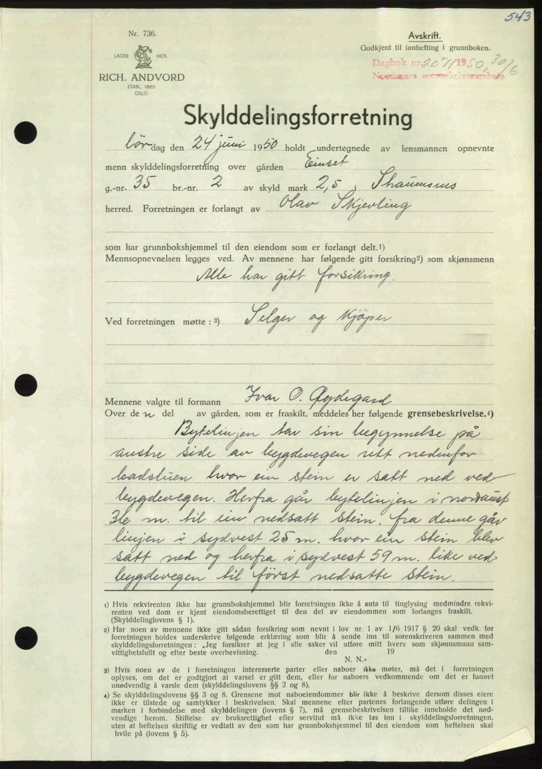 Nordmøre sorenskriveri, SAT/A-4132/1/2/2Ca: Pantebok nr. A115, 1950-1950, Dagboknr: 2071/1950