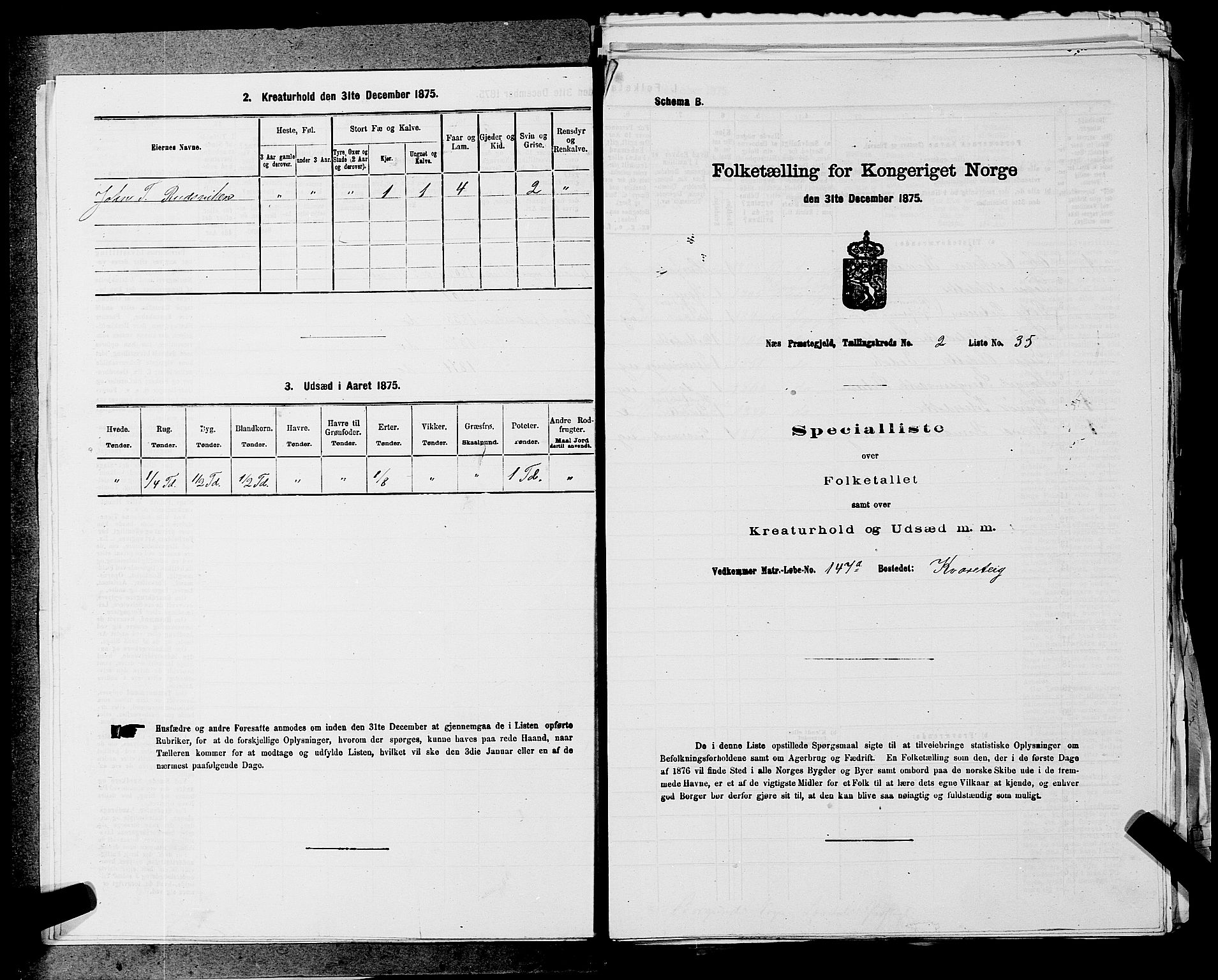 SAKO, Folketelling 1875 for 0616P Nes prestegjeld, 1875, s. 283