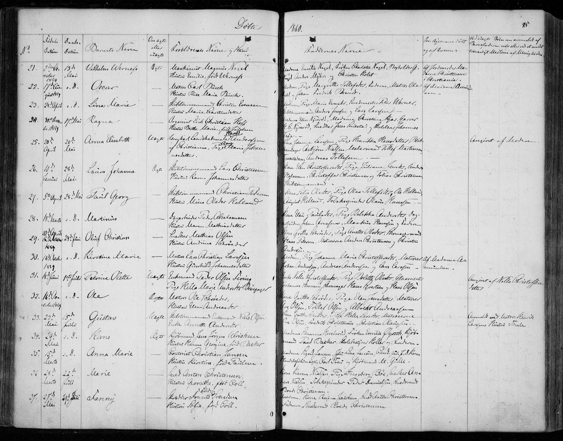 Holmestrand kirkebøker, AV/SAKO-A-346/F/Fa/L0002: Ministerialbok nr. 2, 1840-1866, s. 85