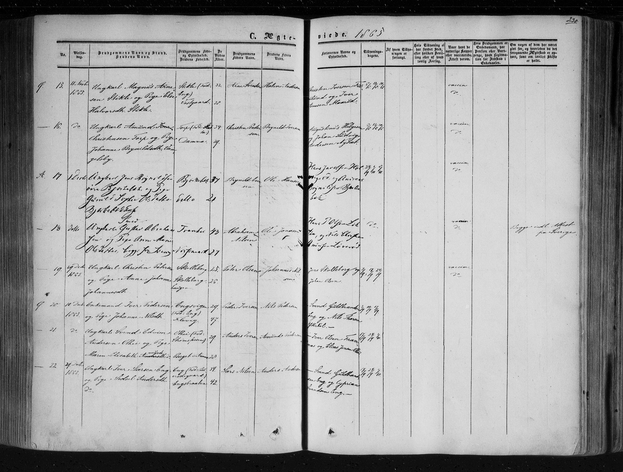Aremark prestekontor Kirkebøker, AV/SAO-A-10899/F/Fc/L0003: Ministerialbok nr. III 3, 1850-1865, s. 230