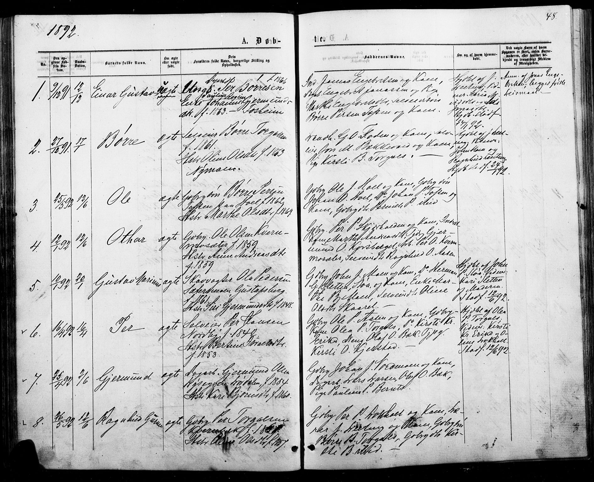 Trysil prestekontor, AV/SAH-PREST-046/H/Ha/Haa/L0010: Ministerialbok nr. 10, 1872-1895, s. 48