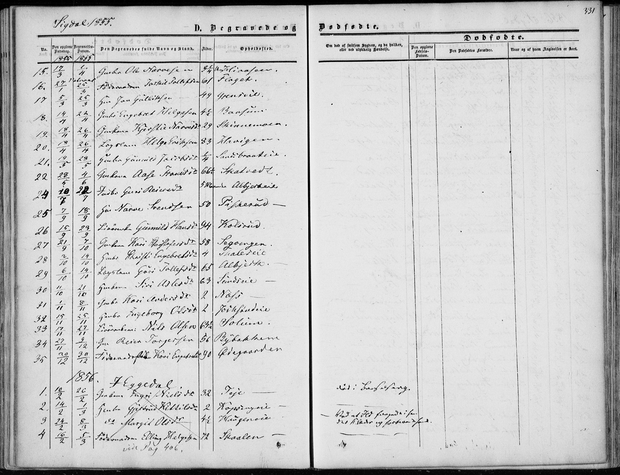 Sigdal kirkebøker, AV/SAKO-A-245/F/Fa/L0008: Ministerialbok nr. I 8, 1850-1859, s. 331