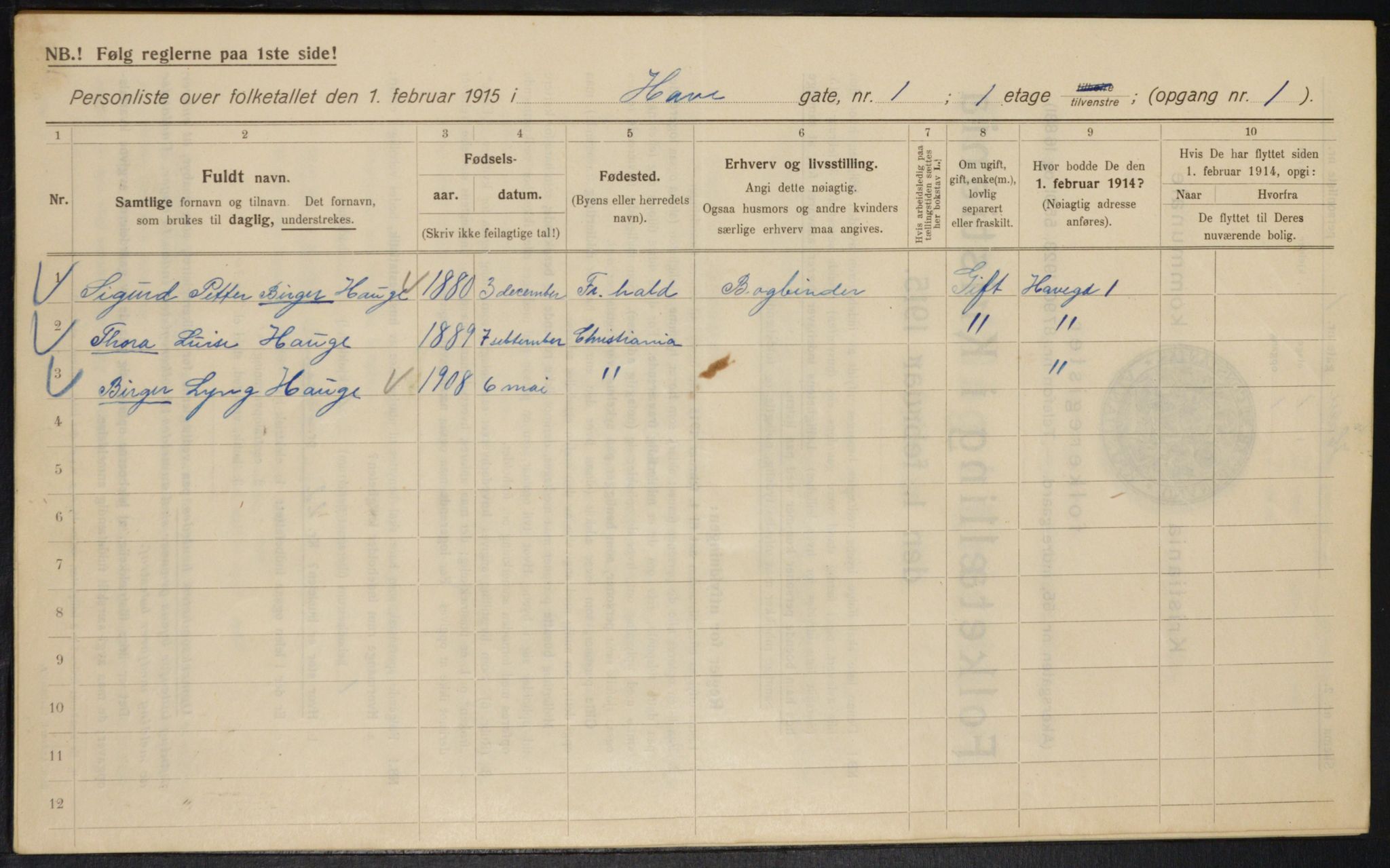 OBA, Kommunal folketelling 1.2.1915 for Kristiania, 1915, s. 32944