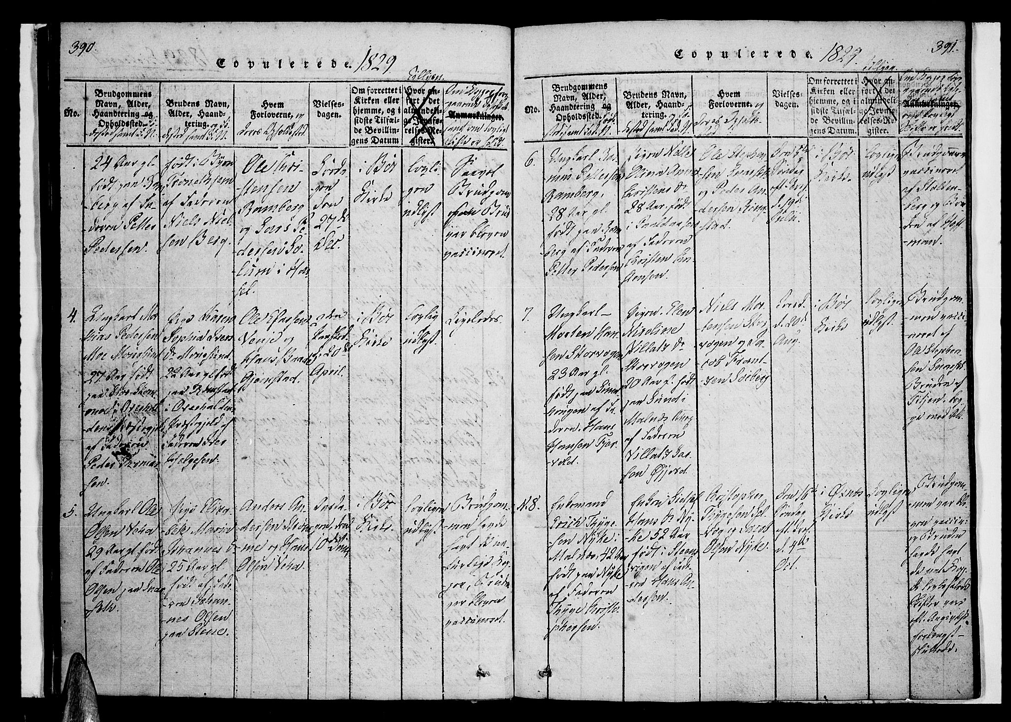 Ministerialprotokoller, klokkerbøker og fødselsregistre - Nordland, AV/SAT-A-1459/891/L1298: Ministerialbok nr. 891A03, 1820-1840, s. 390-391